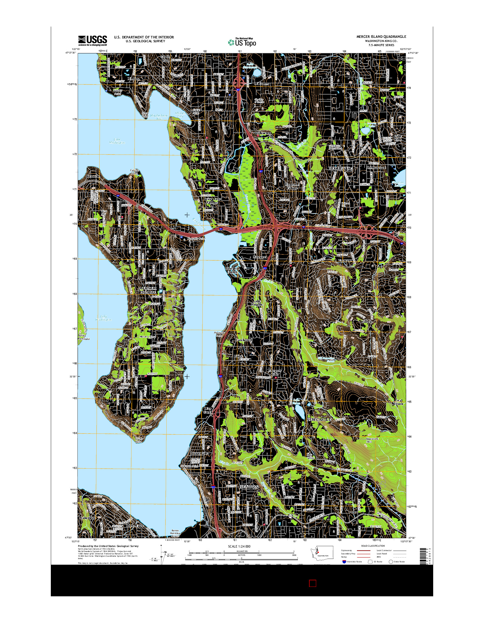 USGS US TOPO 7.5-MINUTE MAP FOR MERCER ISLAND, WA 2017