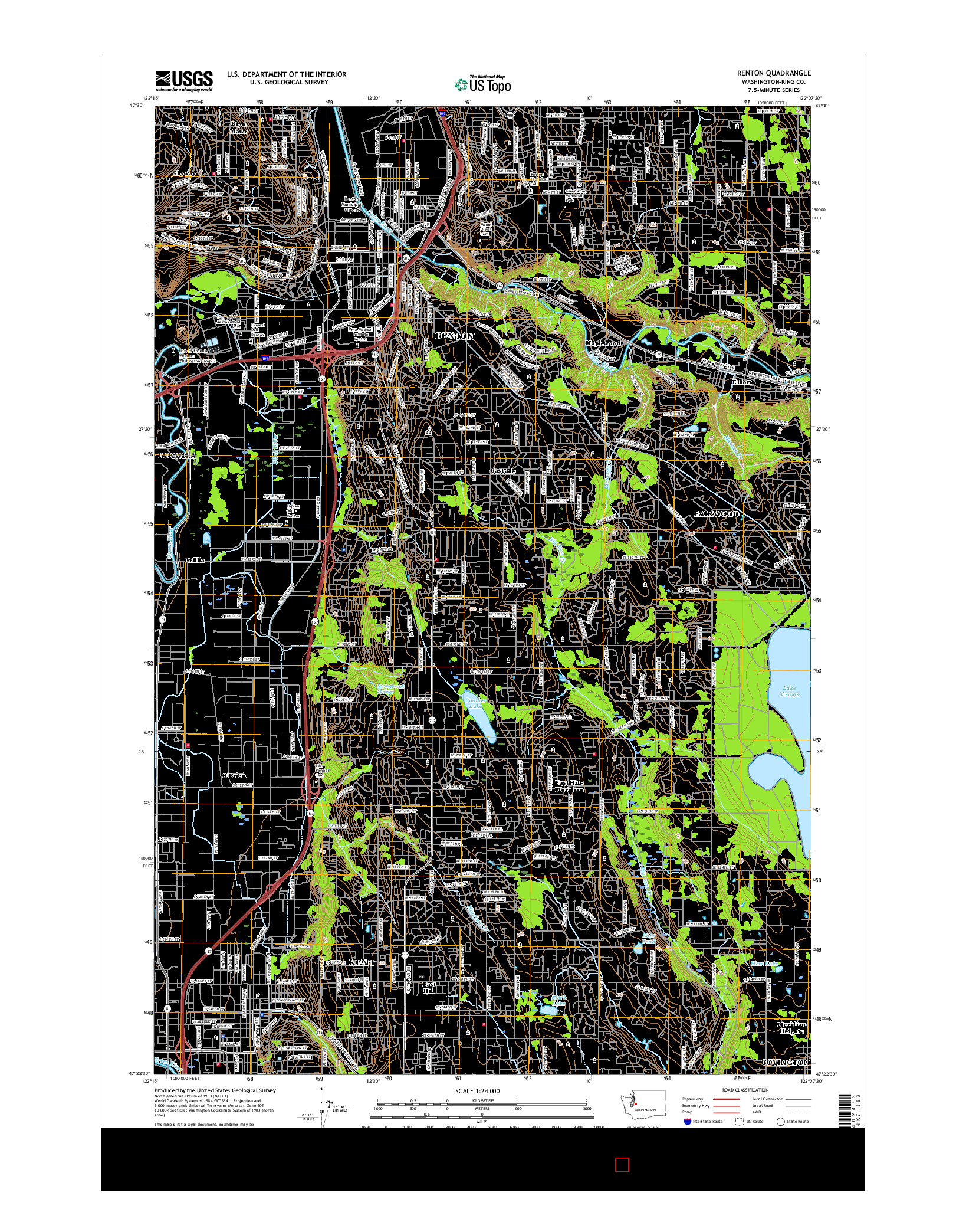 USGS US TOPO 7.5-MINUTE MAP FOR RENTON, WA 2017