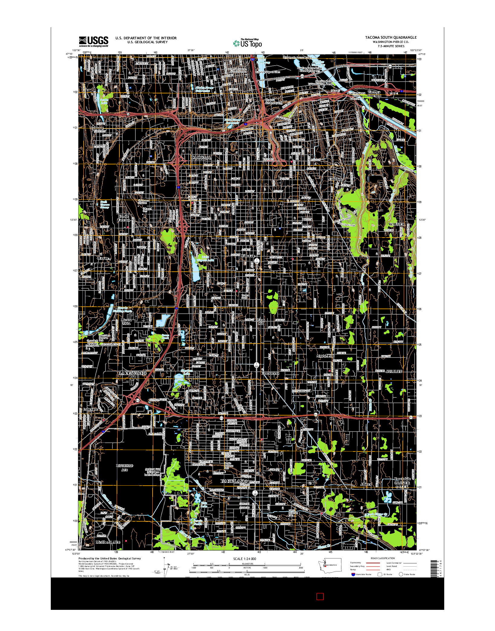 USGS US TOPO 7.5-MINUTE MAP FOR TACOMA SOUTH, WA 2017