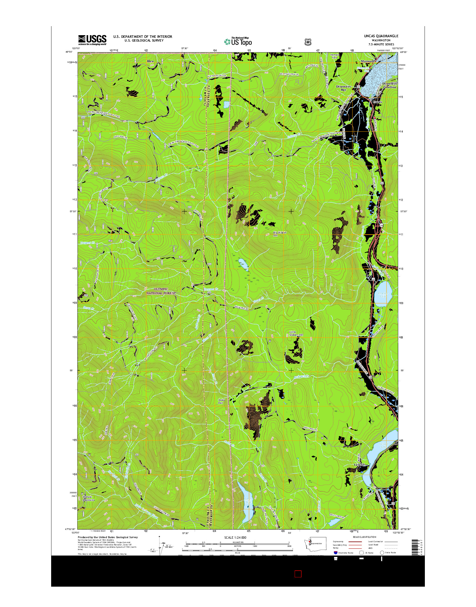 USGS US TOPO 7.5-MINUTE MAP FOR UNCAS, WA 2017