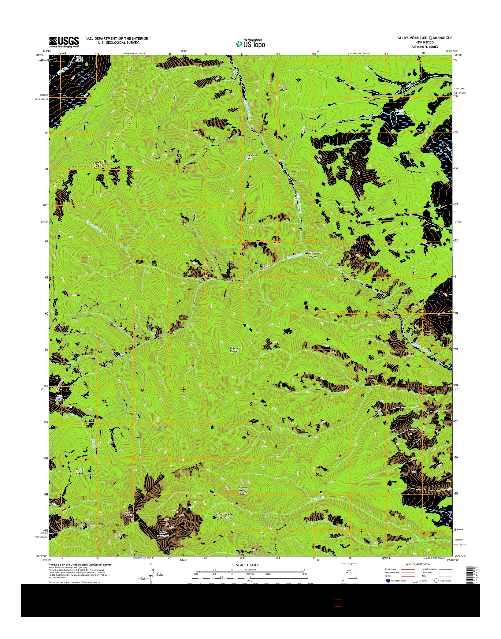 USGS US TOPO 7.5-MINUTE MAP FOR BALDY MOUNTAIN, NM 2017