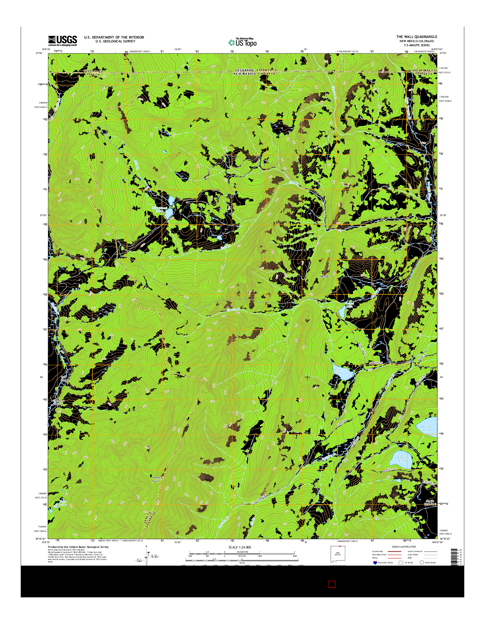 USGS US TOPO 7.5-MINUTE MAP FOR THE WALL, NM-CO 2017