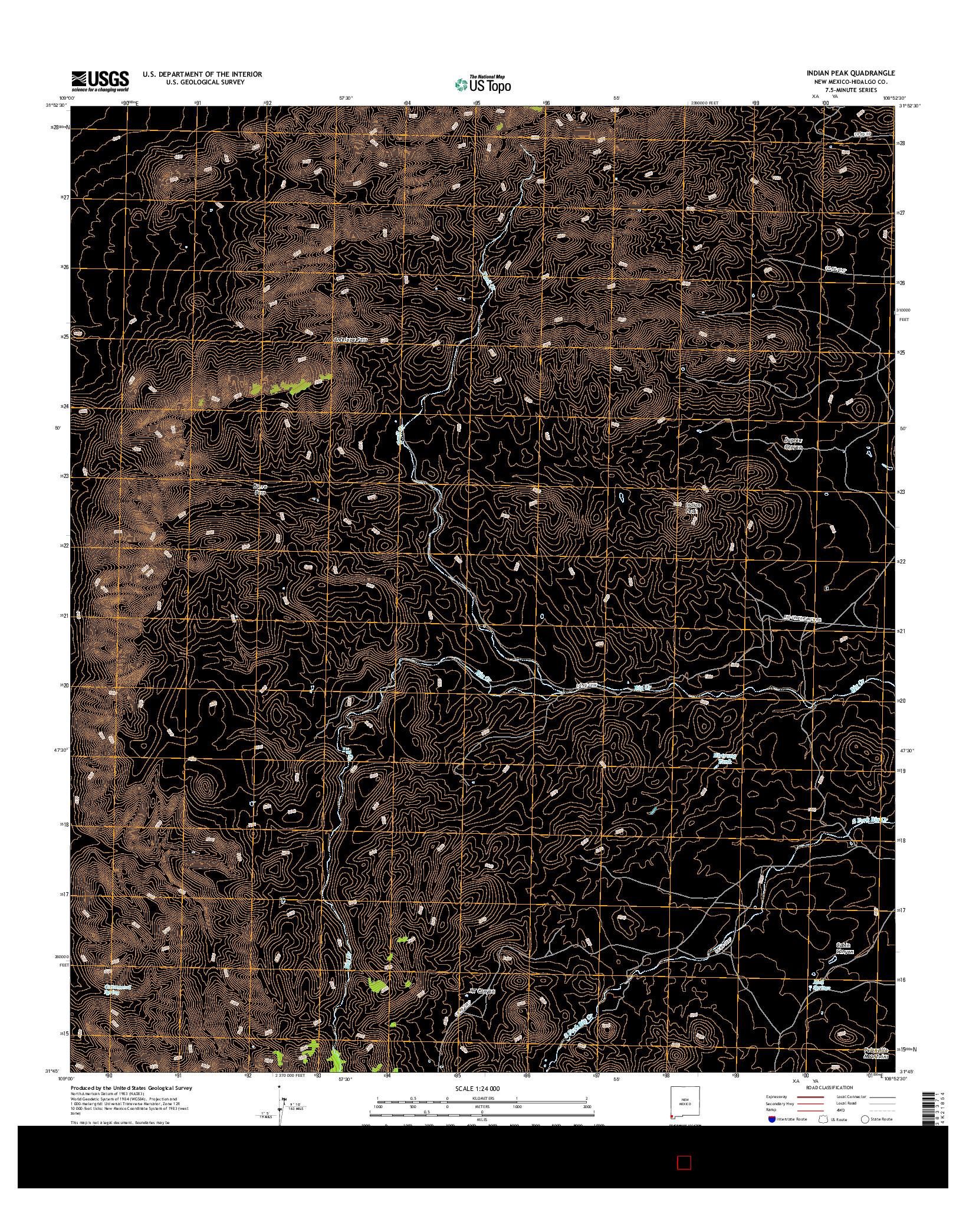 USGS US TOPO 7.5-MINUTE MAP FOR INDIAN PEAK, NM 2017