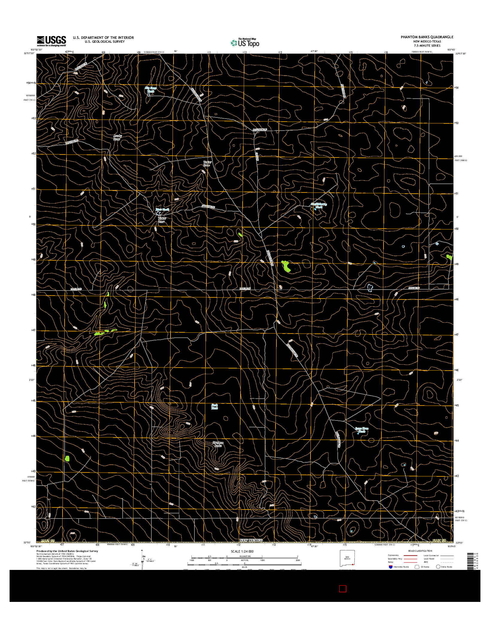 USGS US TOPO 7.5-MINUTE MAP FOR PHANTOM BANKS, NM-TX 2017