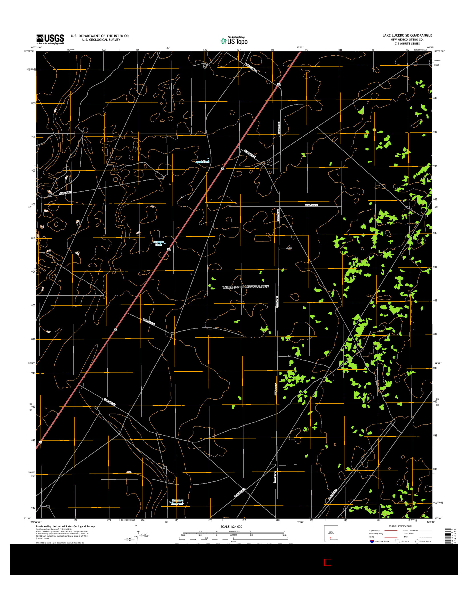 USGS US TOPO 7.5-MINUTE MAP FOR LAKE LUCERO SE, NM 2017