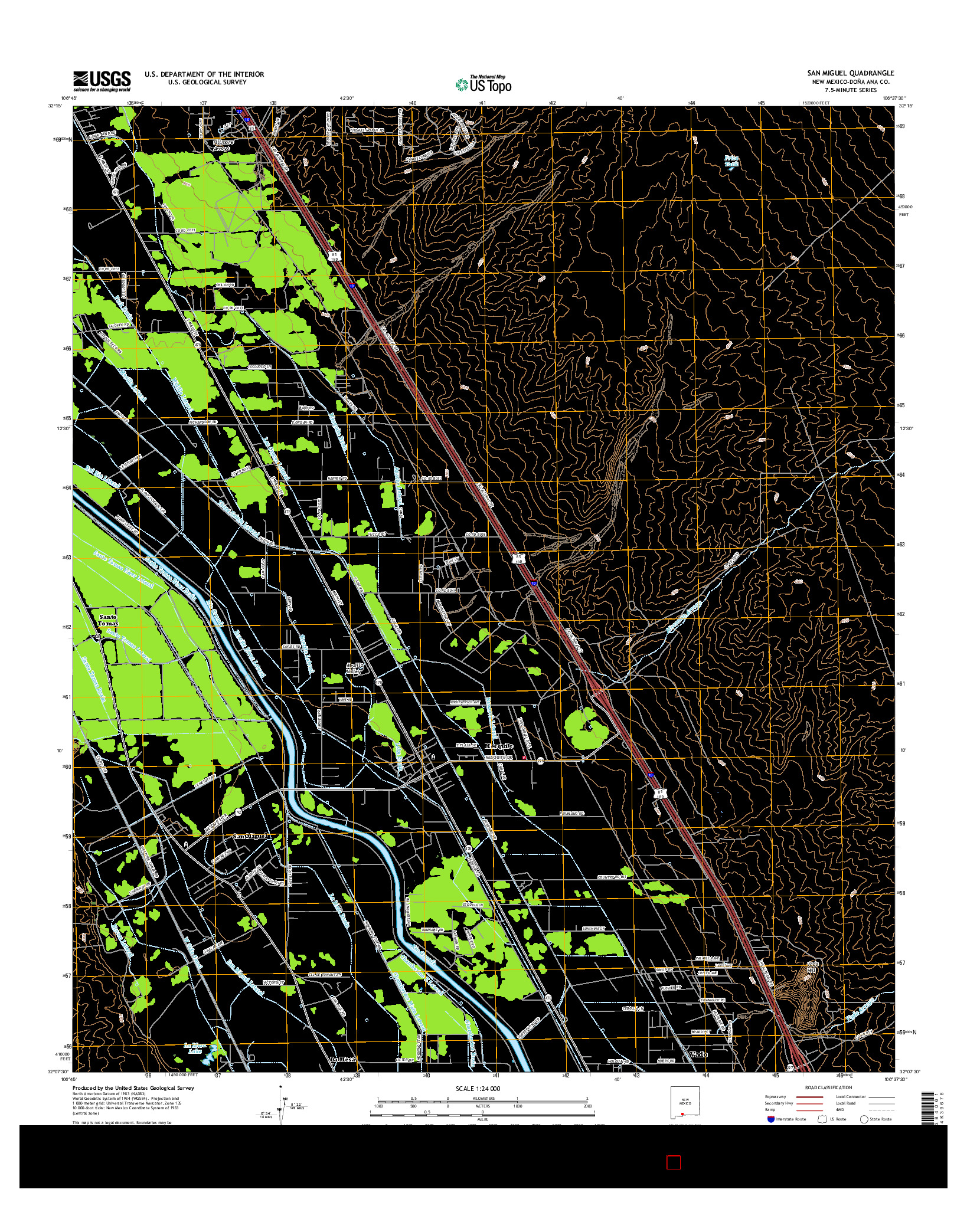 USGS US TOPO 7.5-MINUTE MAP FOR SAN MIGUEL, NM 2017