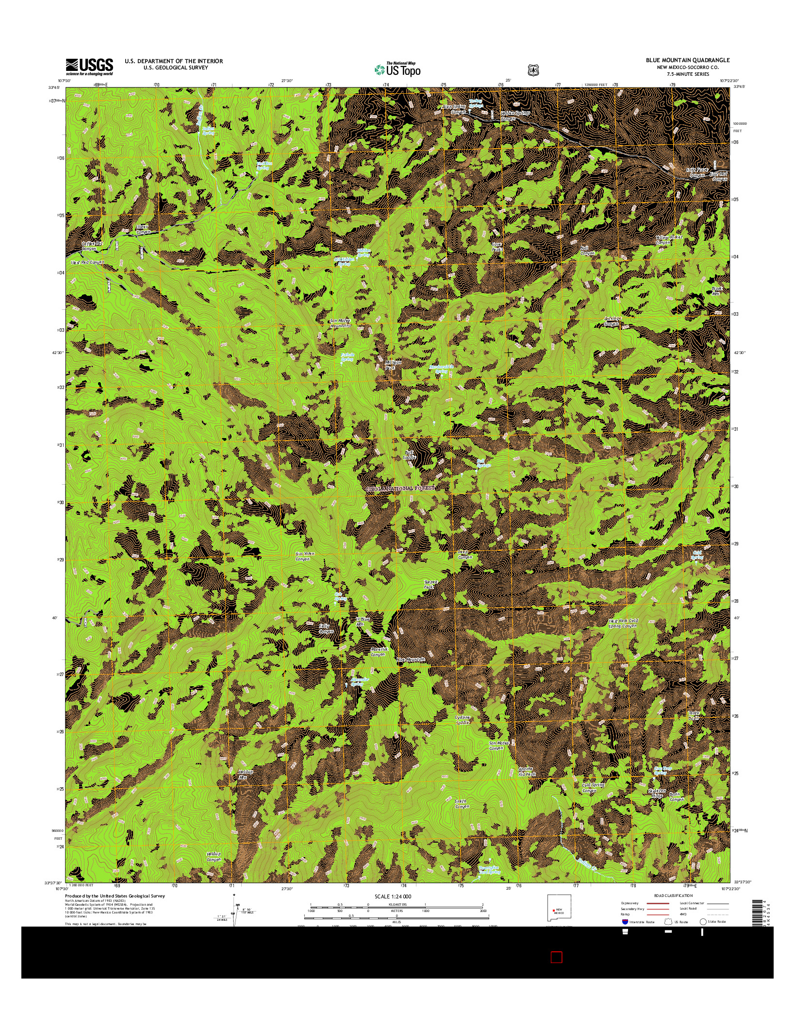 USGS US TOPO 7.5-MINUTE MAP FOR BLUE MOUNTAIN, NM 2017