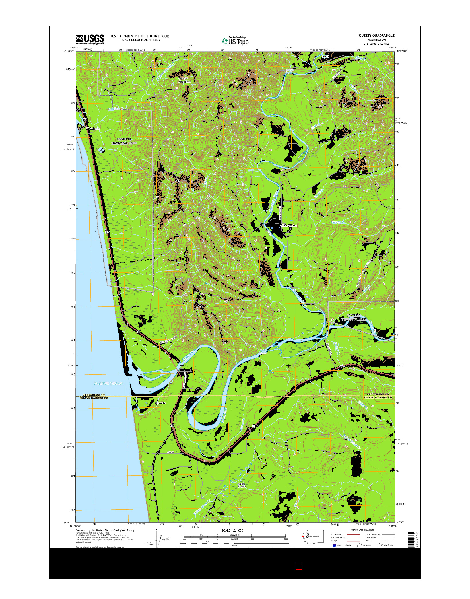 USGS US TOPO 7.5-MINUTE MAP FOR QUEETS, WA 2017