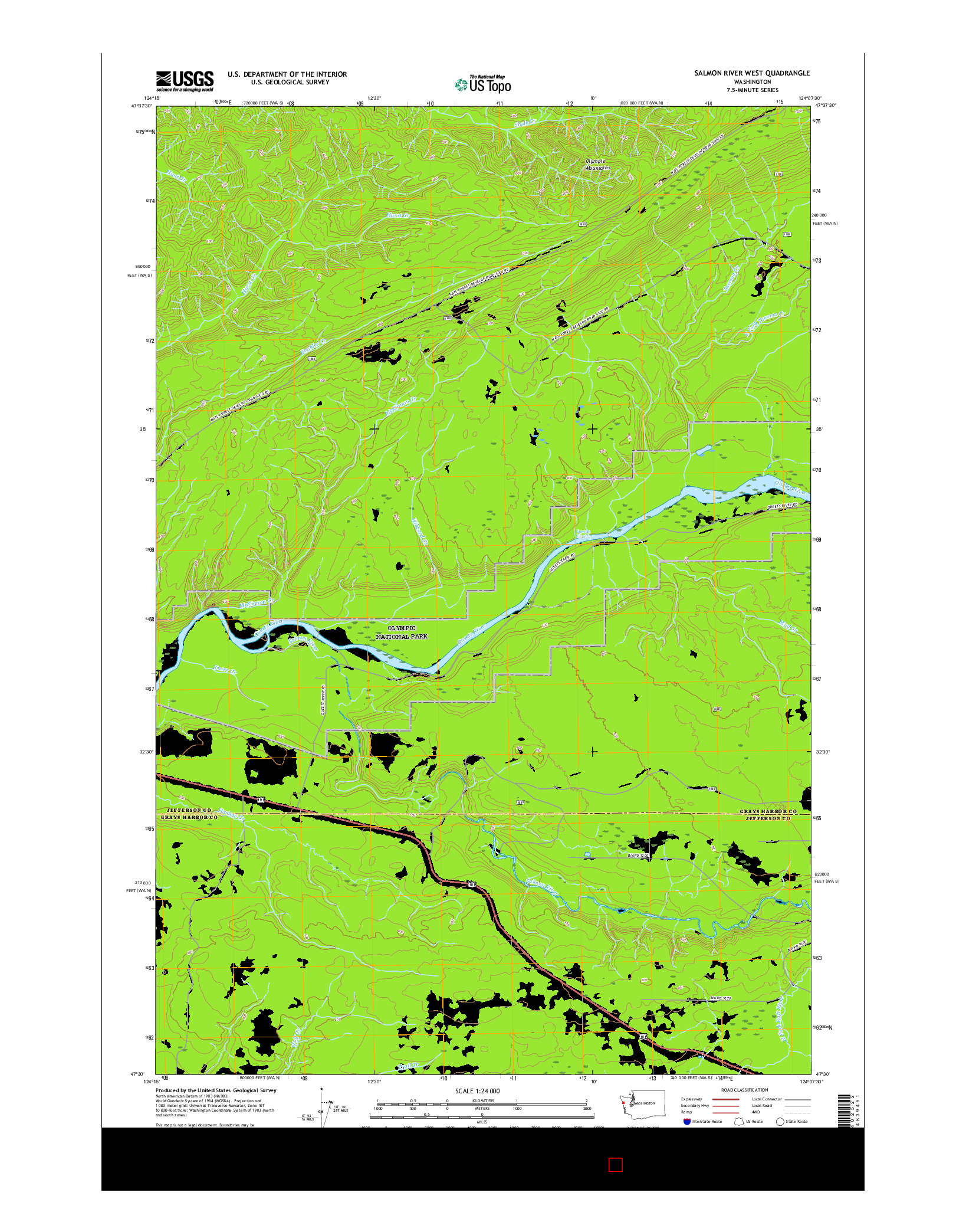 USGS US TOPO 7.5-MINUTE MAP FOR SALMON RIVER WEST, WA 2017