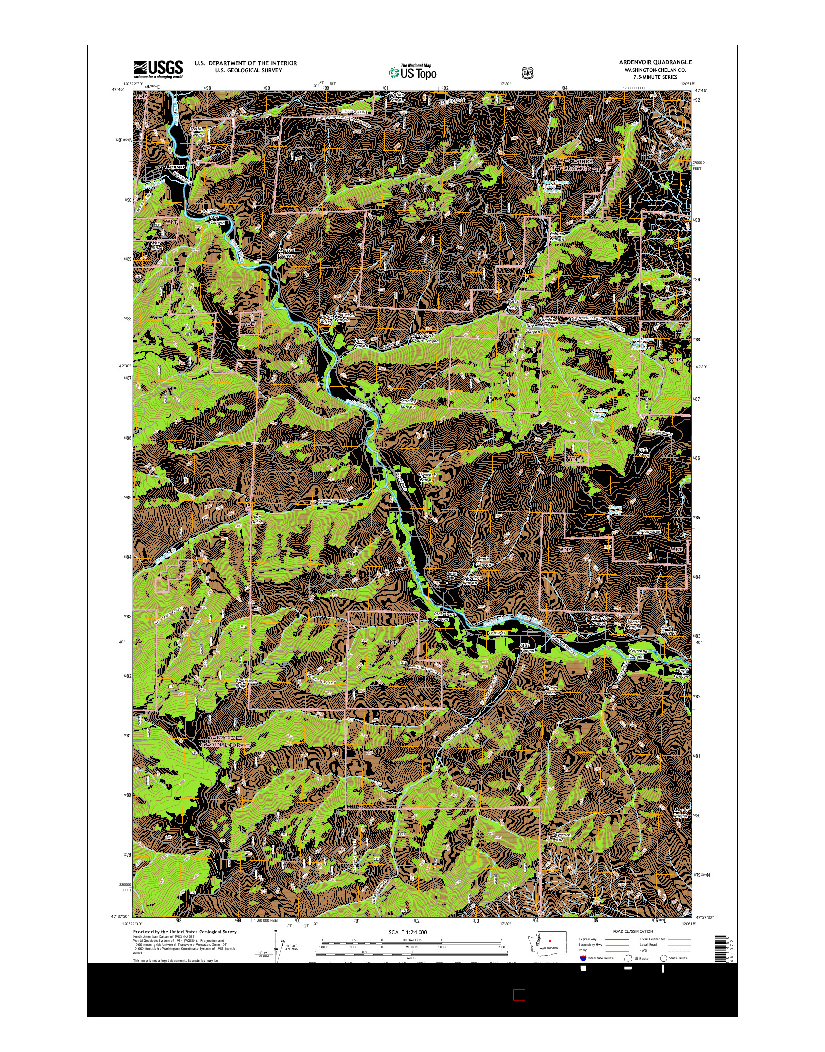 USGS US TOPO 7.5-MINUTE MAP FOR ARDENVOIR, WA 2017