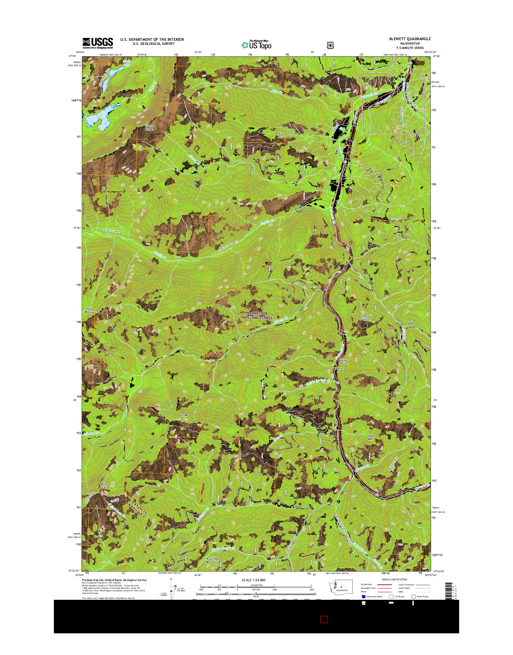 USGS US TOPO 7.5-MINUTE MAP FOR BLEWETT, WA 2017