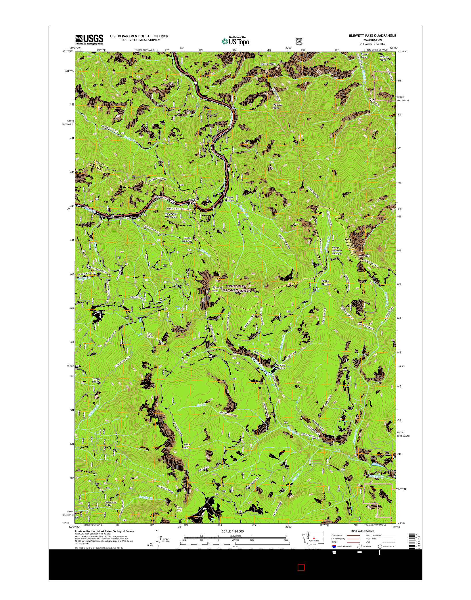 USGS US TOPO 7.5-MINUTE MAP FOR BLEWETT PASS, WA 2017