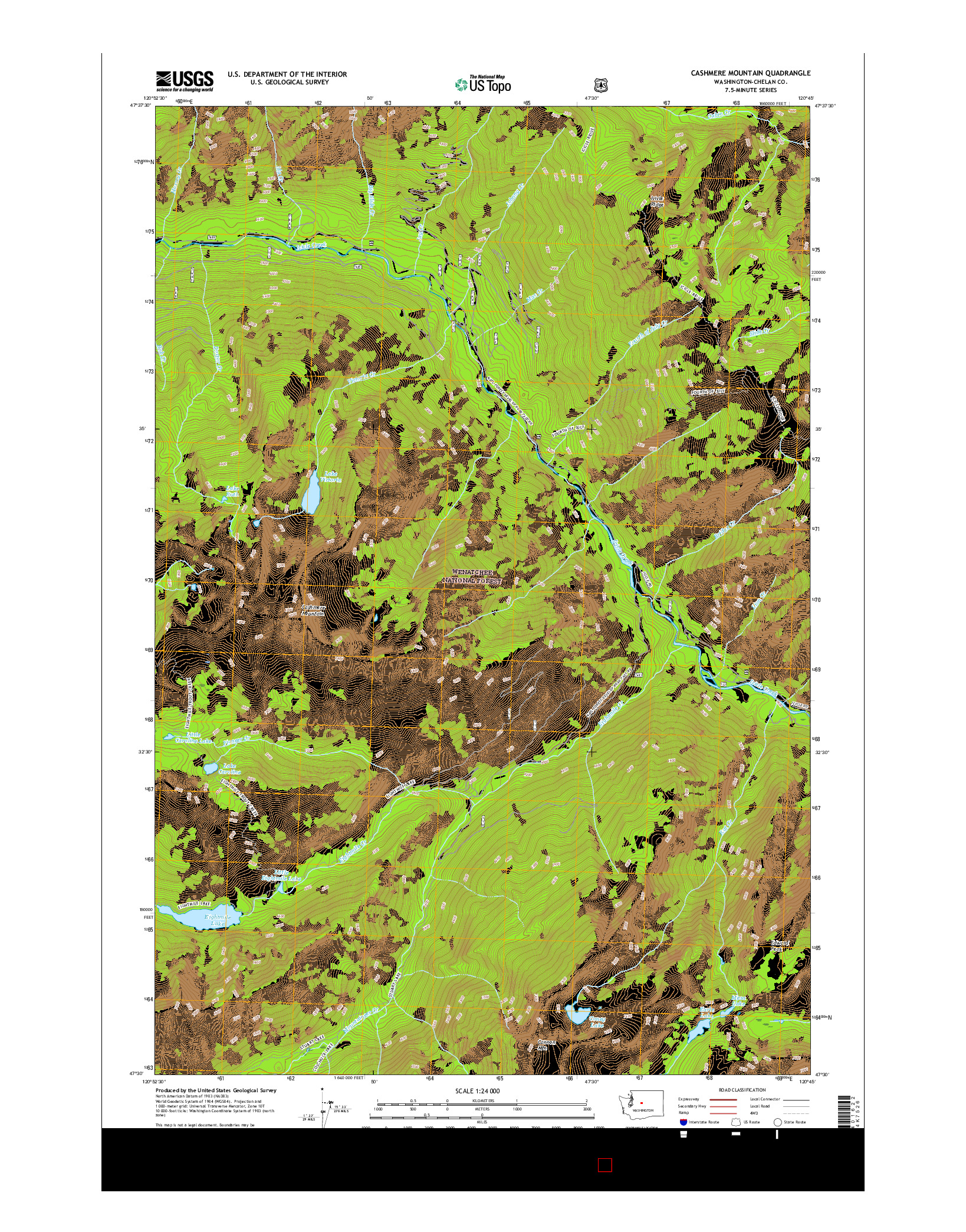 USGS US TOPO 7.5-MINUTE MAP FOR CASHMERE MOUNTAIN, WA 2017