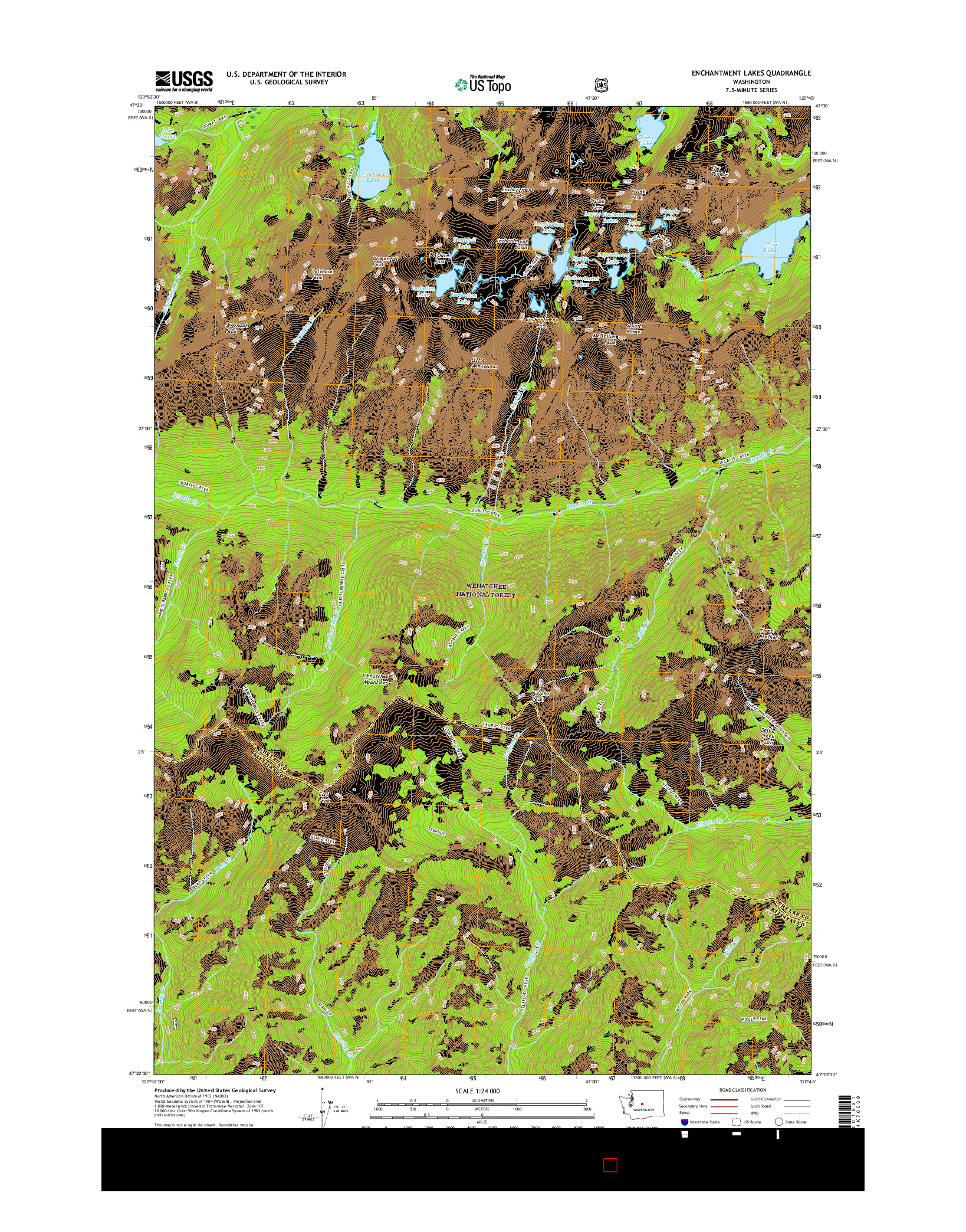 USGS US TOPO 7.5-MINUTE MAP FOR ENCHANTMENT LAKES, WA 2017