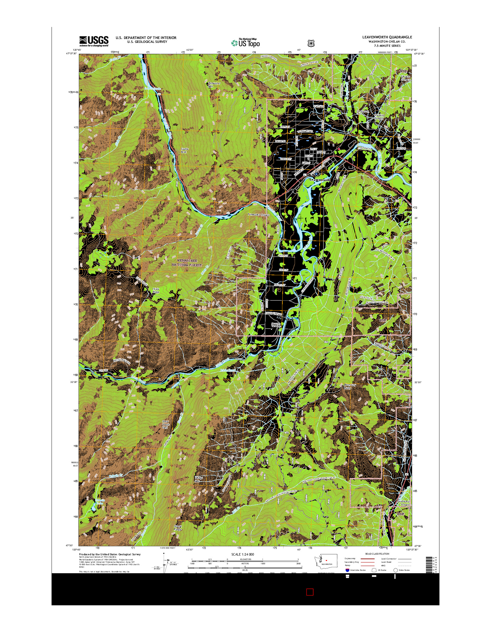 USGS US TOPO 7.5-MINUTE MAP FOR LEAVENWORTH, WA 2017