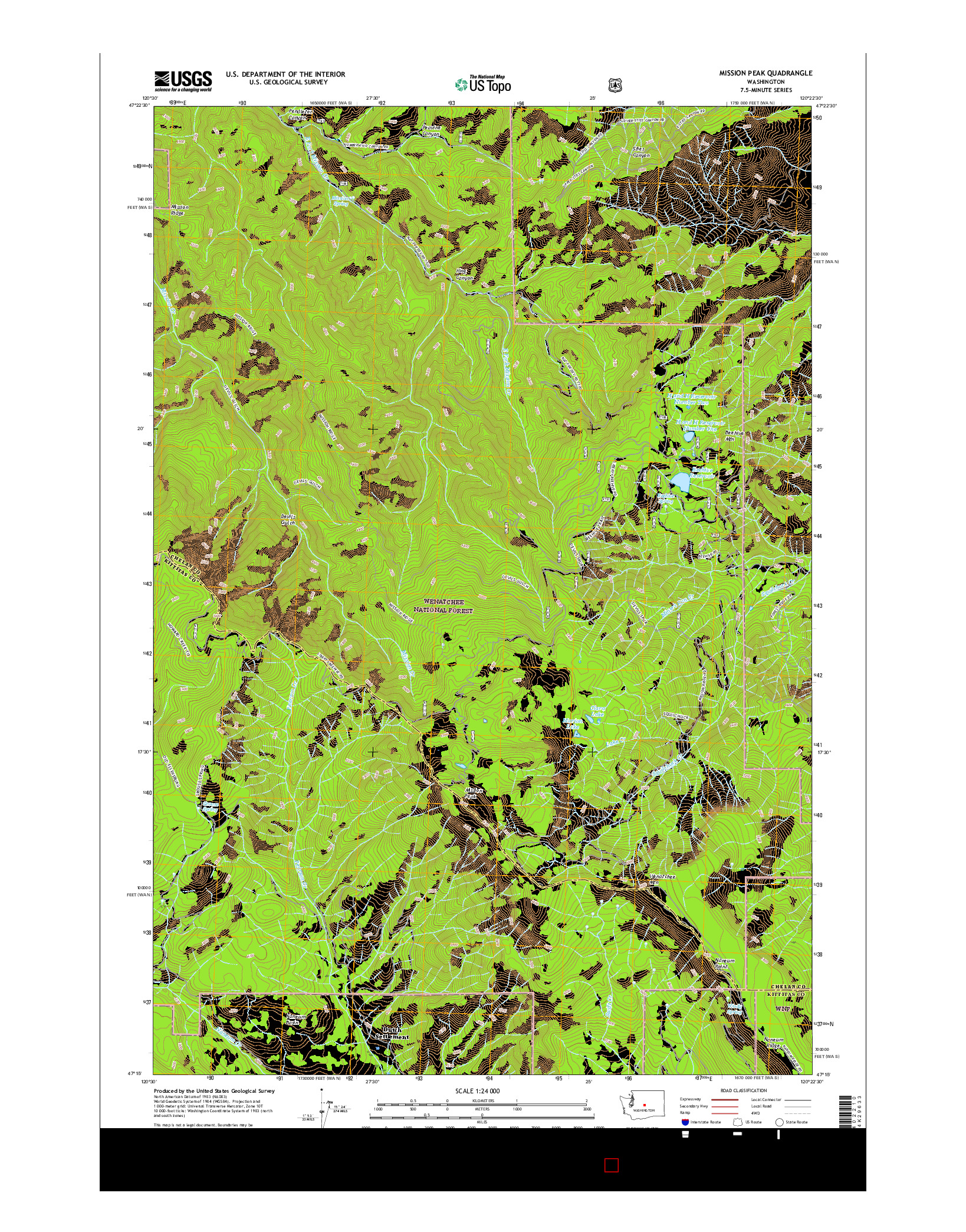 USGS US TOPO 7.5-MINUTE MAP FOR MISSION PEAK, WA 2017