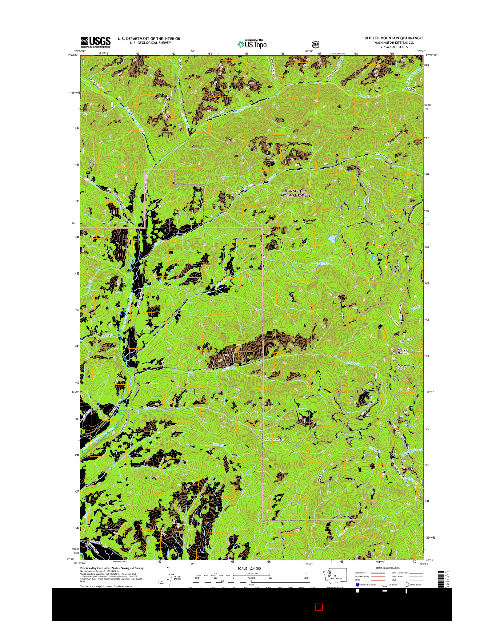 USGS US TOPO 7.5-MINUTE MAP FOR RED TOP MOUNTAIN, WA 2017