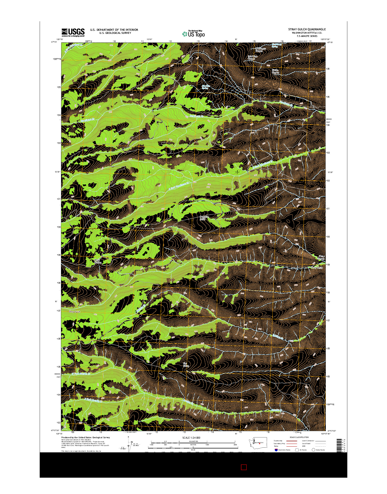 USGS US TOPO 7.5-MINUTE MAP FOR STRAY GULCH, WA 2017