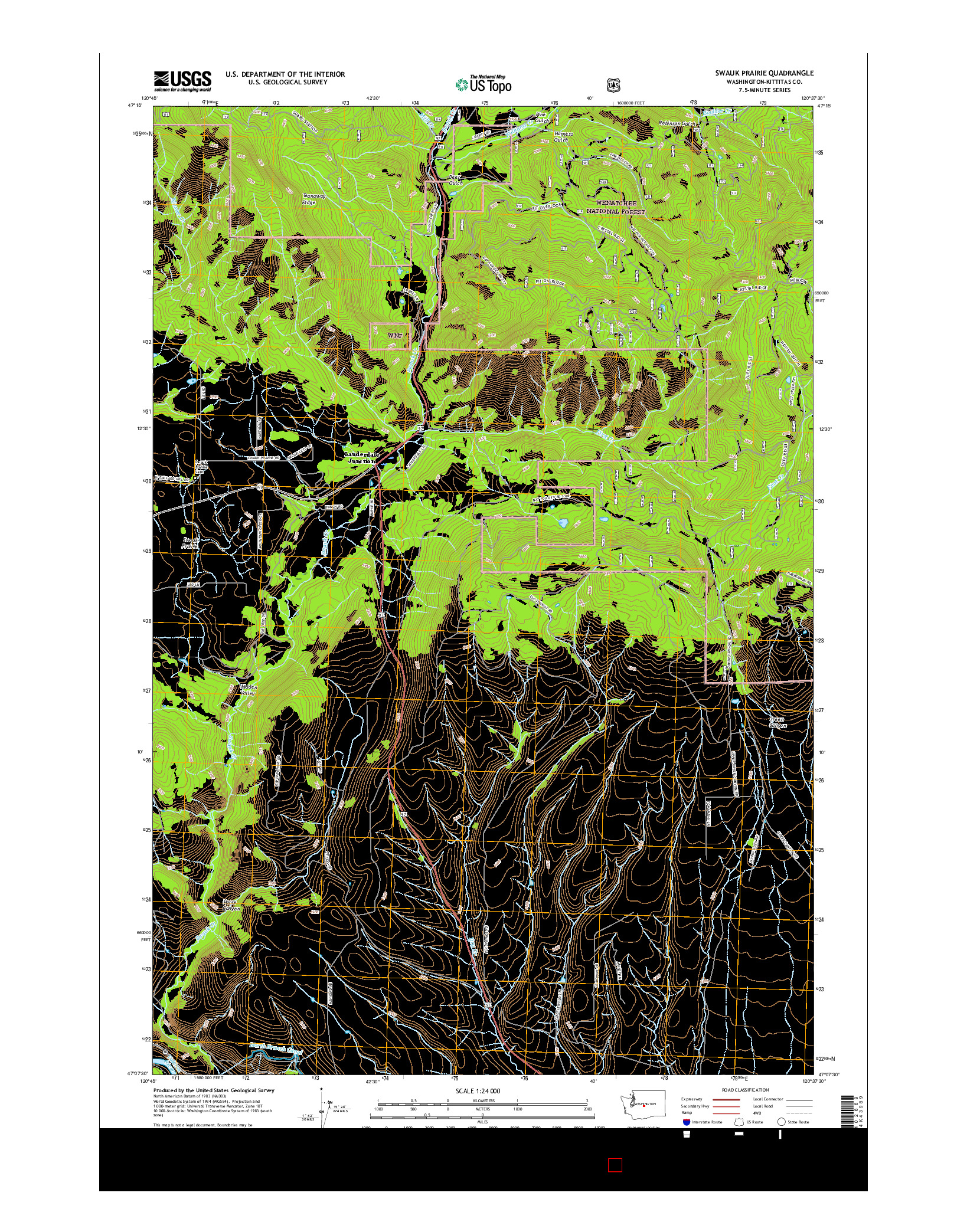 USGS US TOPO 7.5-MINUTE MAP FOR SWAUK PRAIRIE, WA 2017