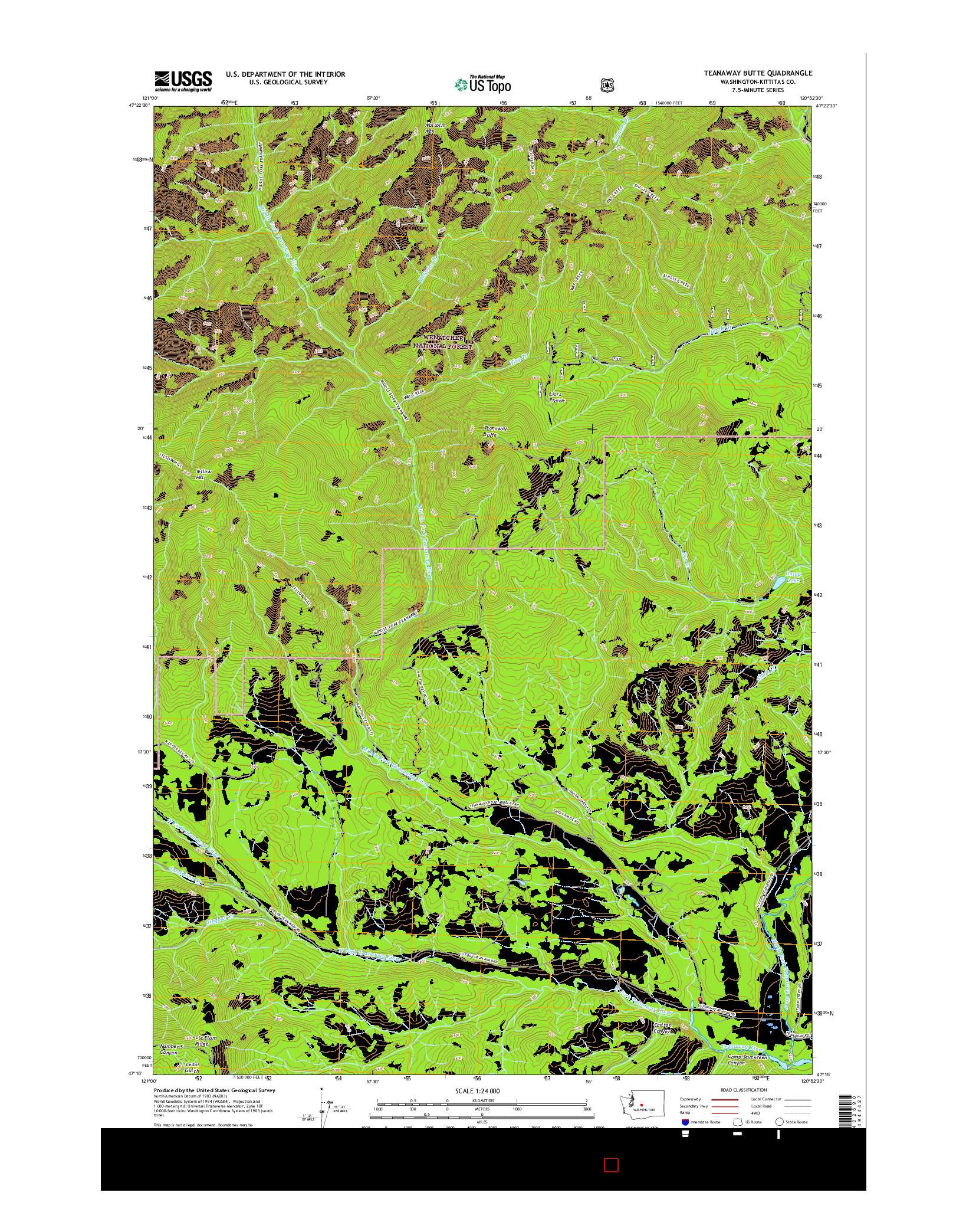 USGS US TOPO 7.5-MINUTE MAP FOR TEANAWAY BUTTE, WA 2017