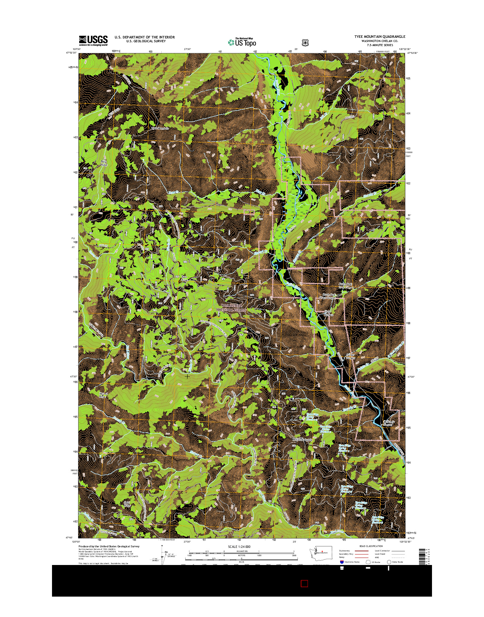 USGS US TOPO 7.5-MINUTE MAP FOR TYEE MOUNTAIN, WA 2017