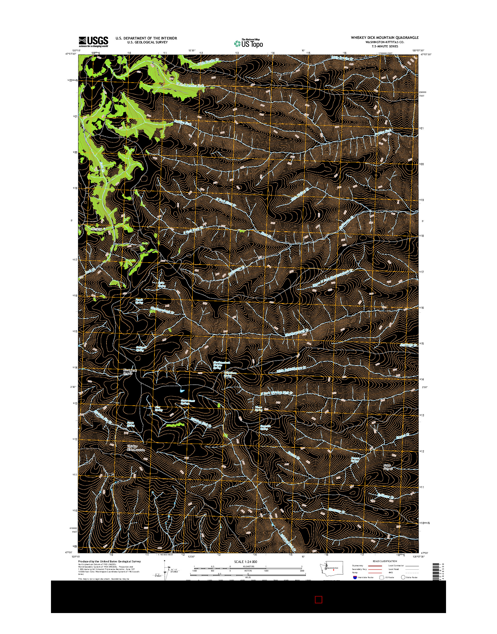 USGS US TOPO 7.5-MINUTE MAP FOR WHISKEY DICK MOUNTAIN, WA 2017