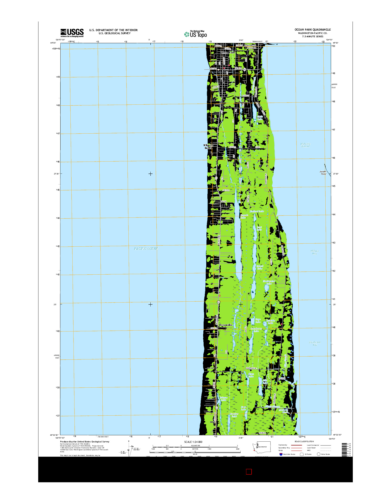 USGS US TOPO 7.5-MINUTE MAP FOR OCEAN PARK, WA 2017