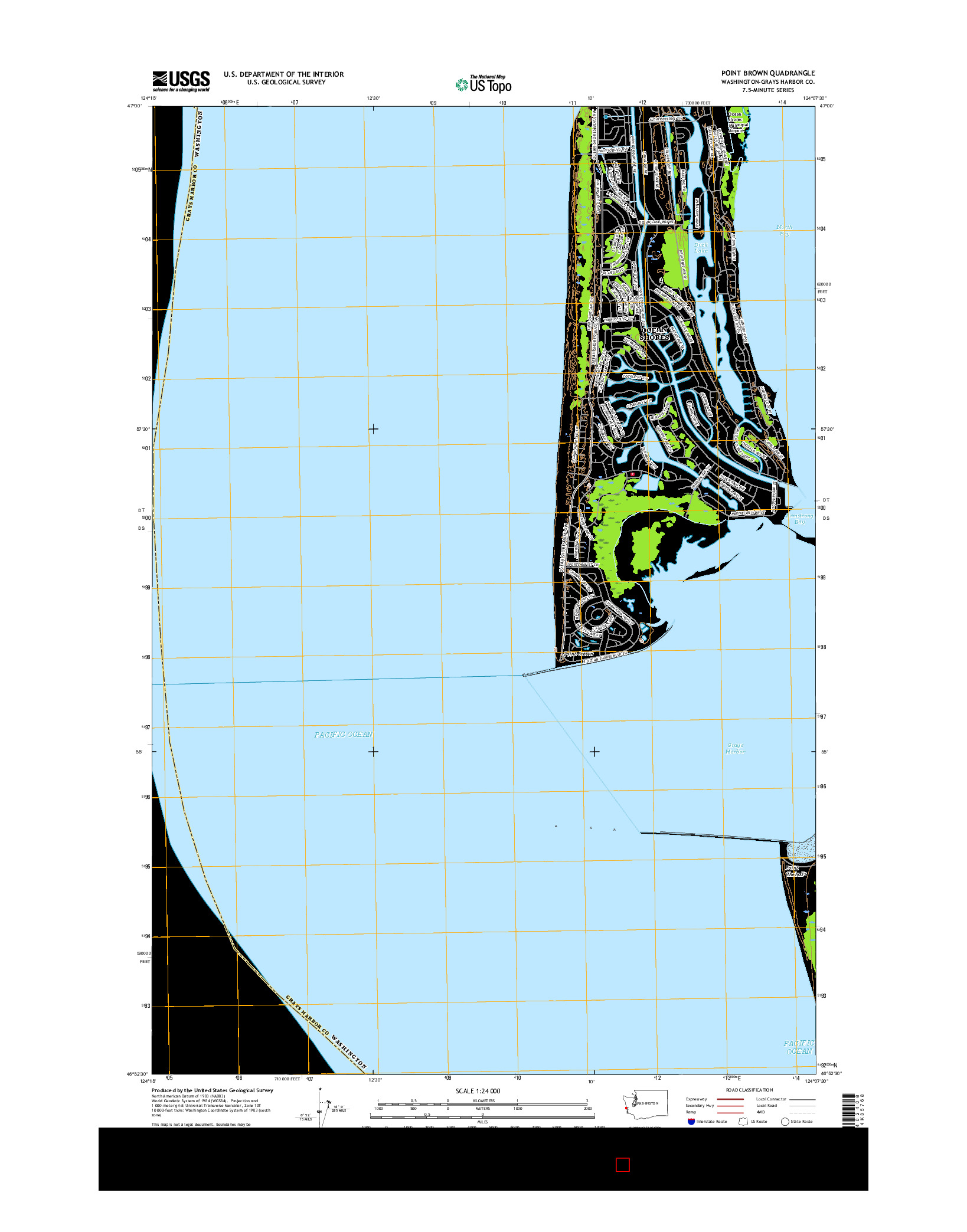 USGS US TOPO 7.5-MINUTE MAP FOR POINT BROWN, WA 2017