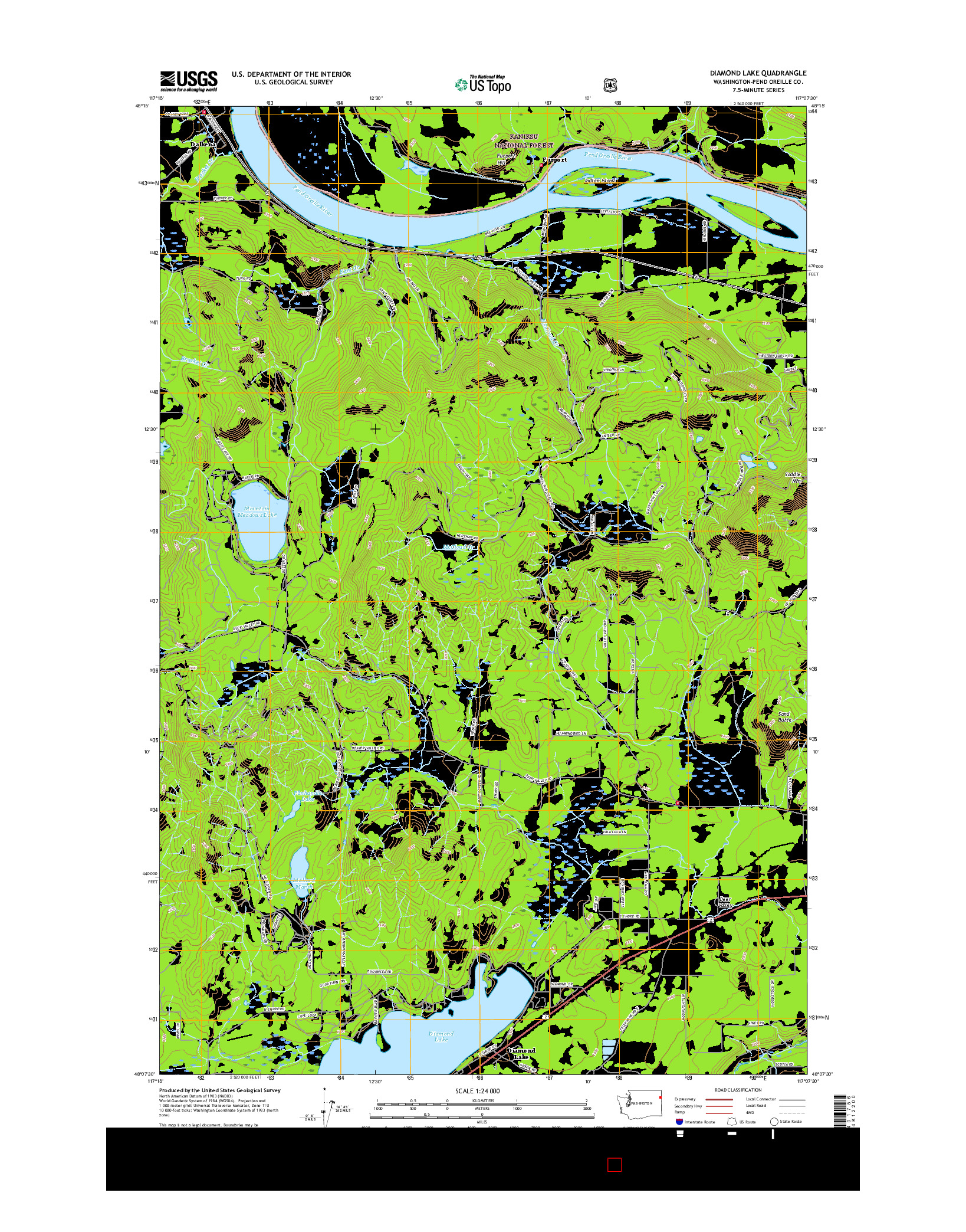 USGS US TOPO 7.5-MINUTE MAP FOR DIAMOND LAKE, WA 2017