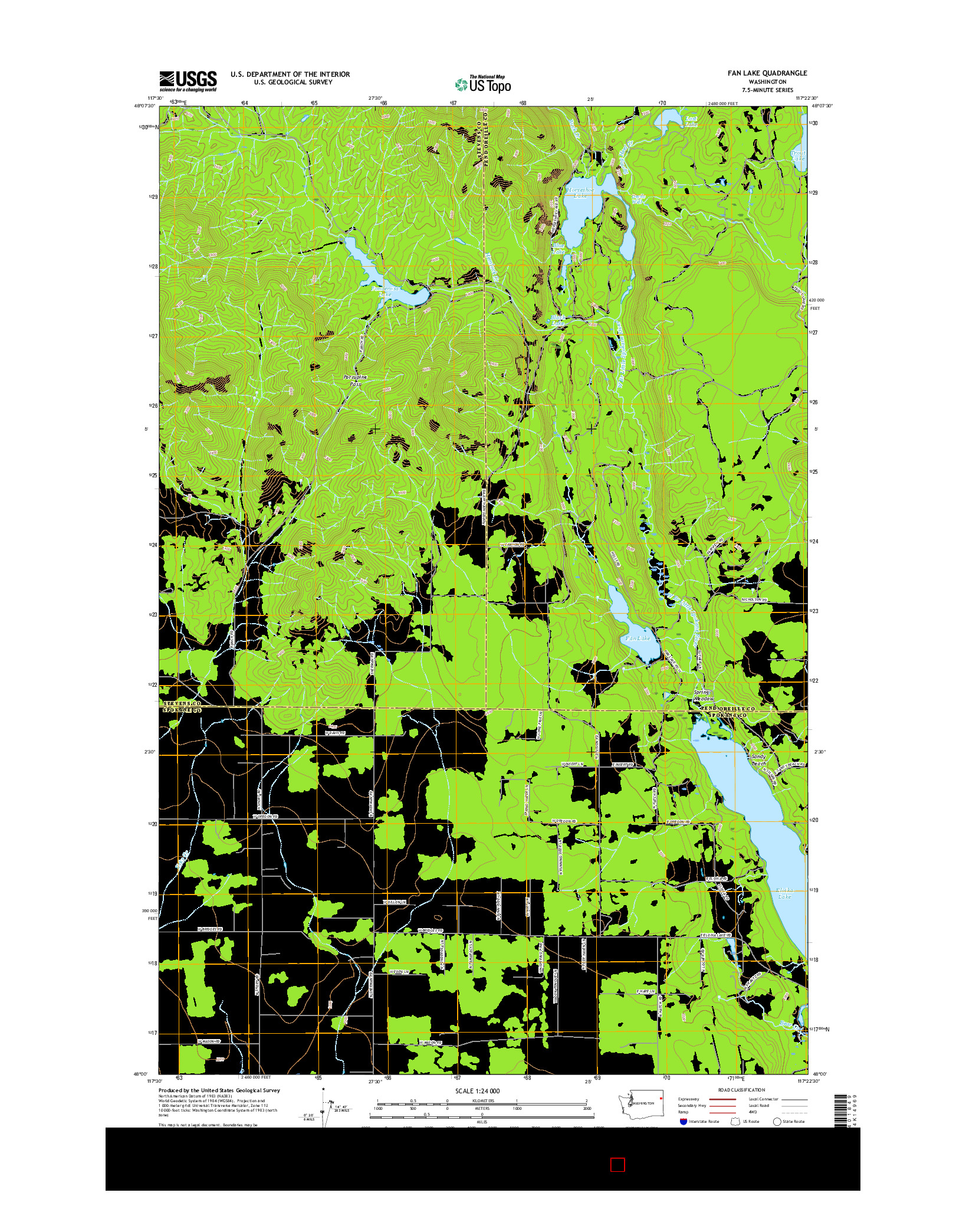 USGS US TOPO 7.5-MINUTE MAP FOR FAN LAKE, WA 2017