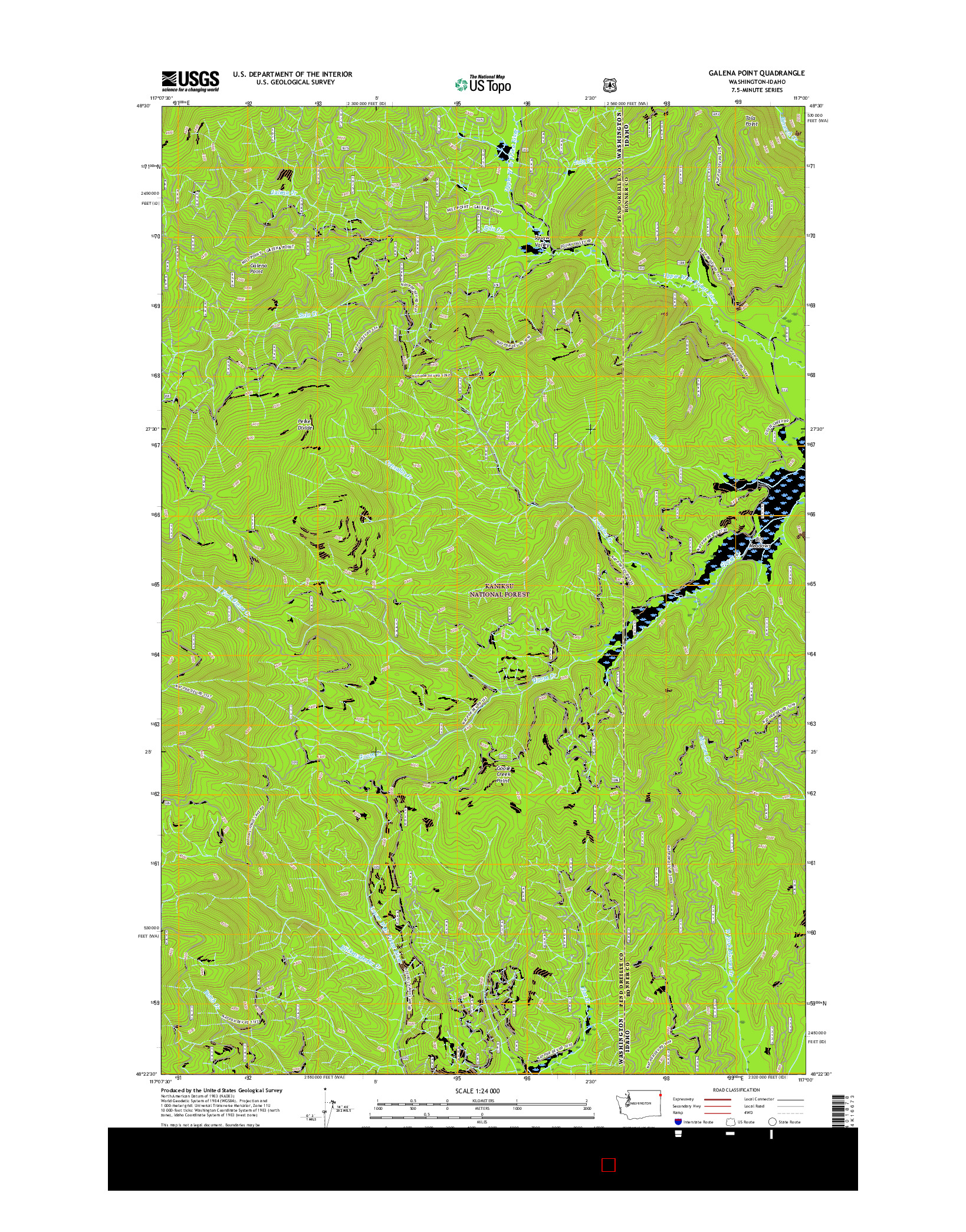 USGS US TOPO 7.5-MINUTE MAP FOR GALENA POINT, WA-ID 2017