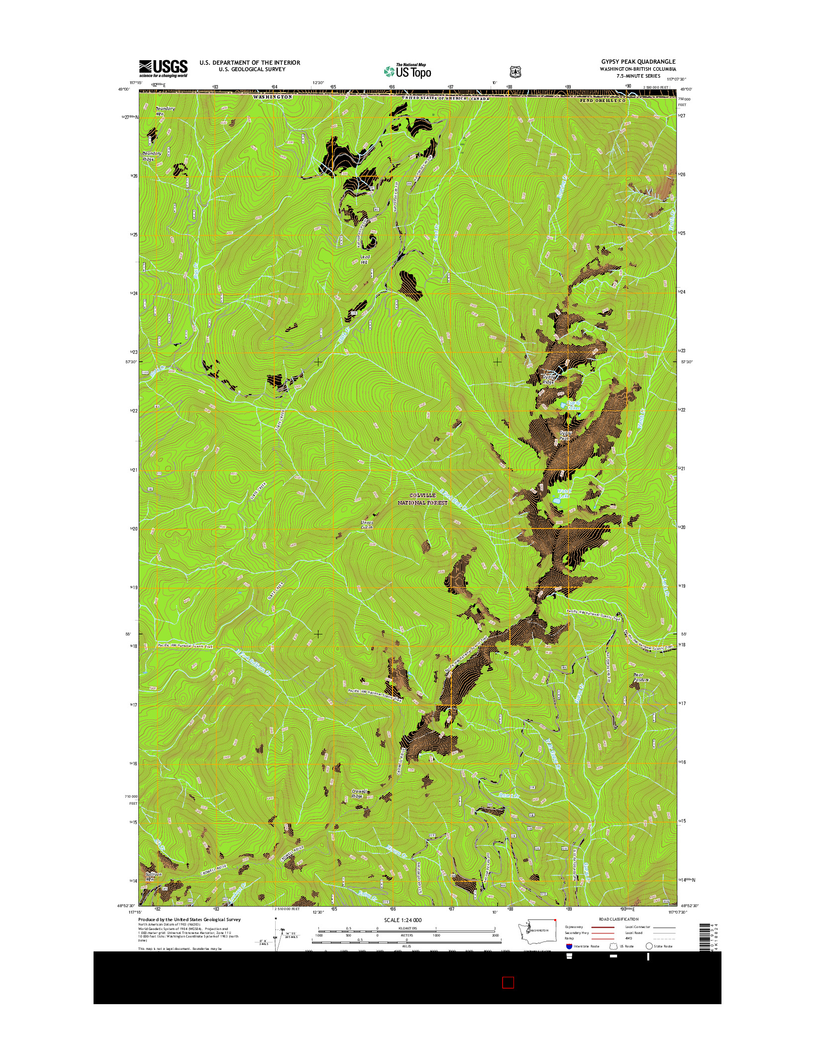 USGS US TOPO 7.5-MINUTE MAP FOR GYPSY PEAK, WA-BC 2017