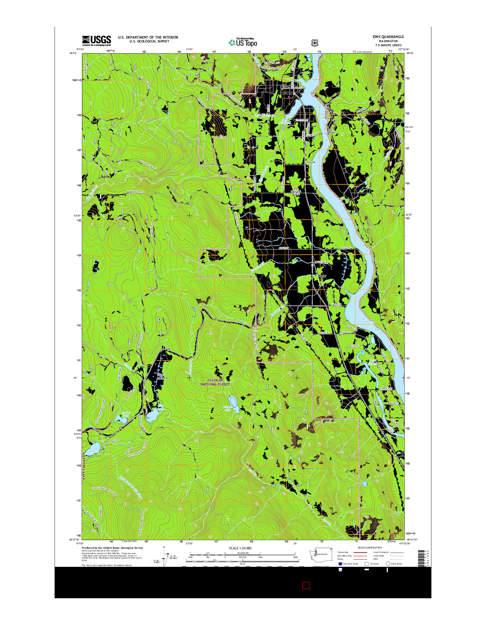 USGS US TOPO 7.5-MINUTE MAP FOR IONE, WA 2017