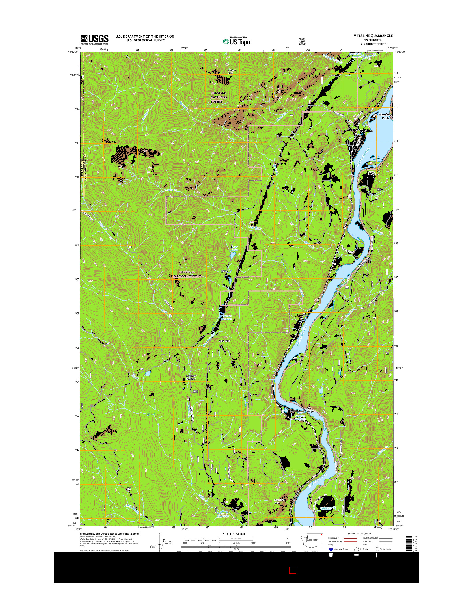 USGS US TOPO 7.5-MINUTE MAP FOR METALINE, WA 2017