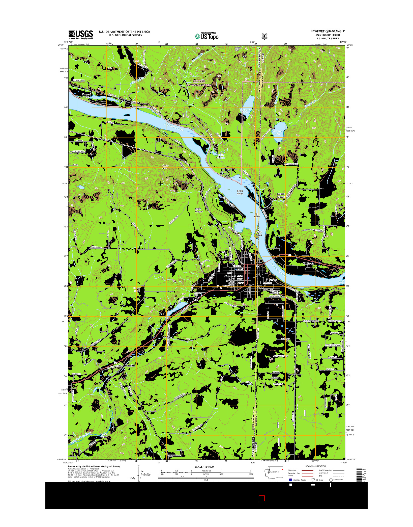 USGS US TOPO 7.5-MINUTE MAP FOR NEWPORT, WA-ID 2017