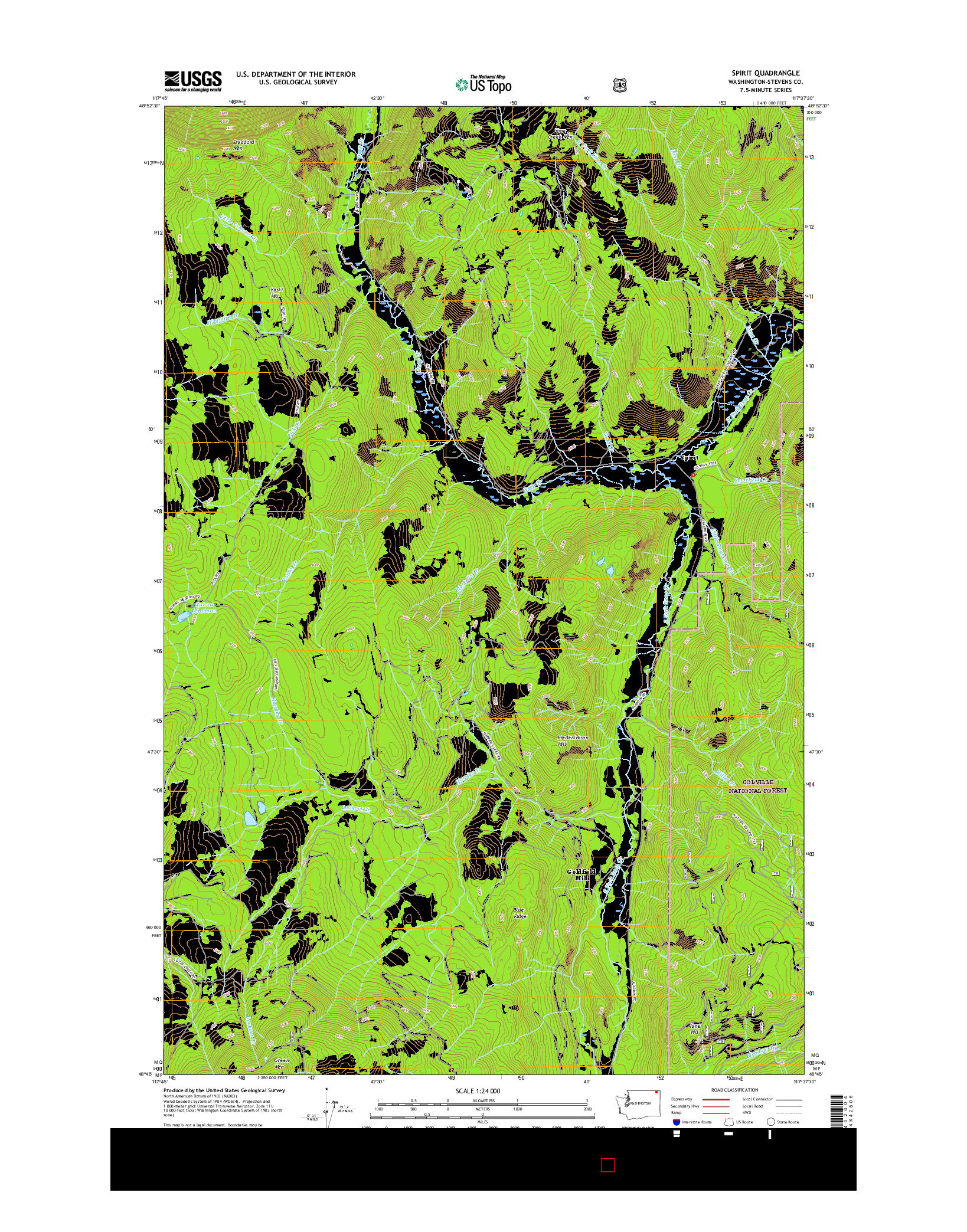 USGS US TOPO 7.5-MINUTE MAP FOR SPIRIT, WA 2017