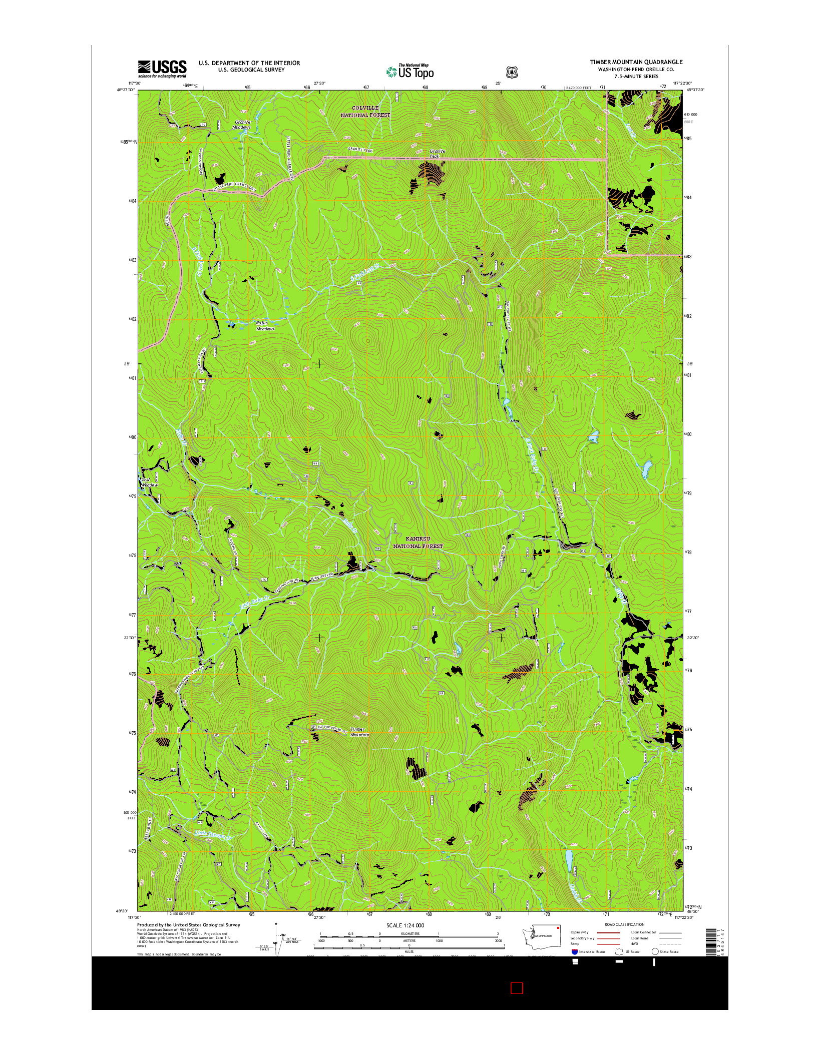USGS US TOPO 7.5-MINUTE MAP FOR TIMBER MOUNTAIN, WA 2017