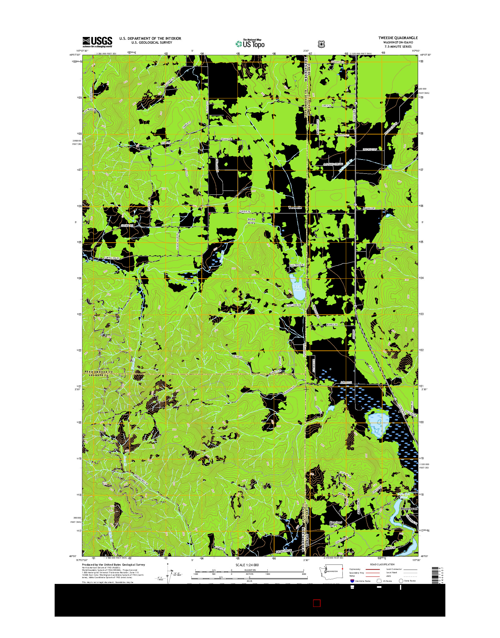 USGS US TOPO 7.5-MINUTE MAP FOR TWEEDIE, WA-ID 2017