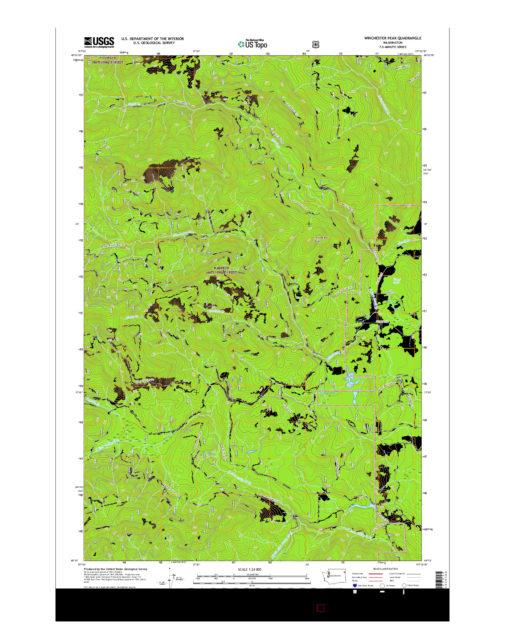 USGS US TOPO 7.5-MINUTE MAP FOR WINCHESTER PEAK, WA 2017