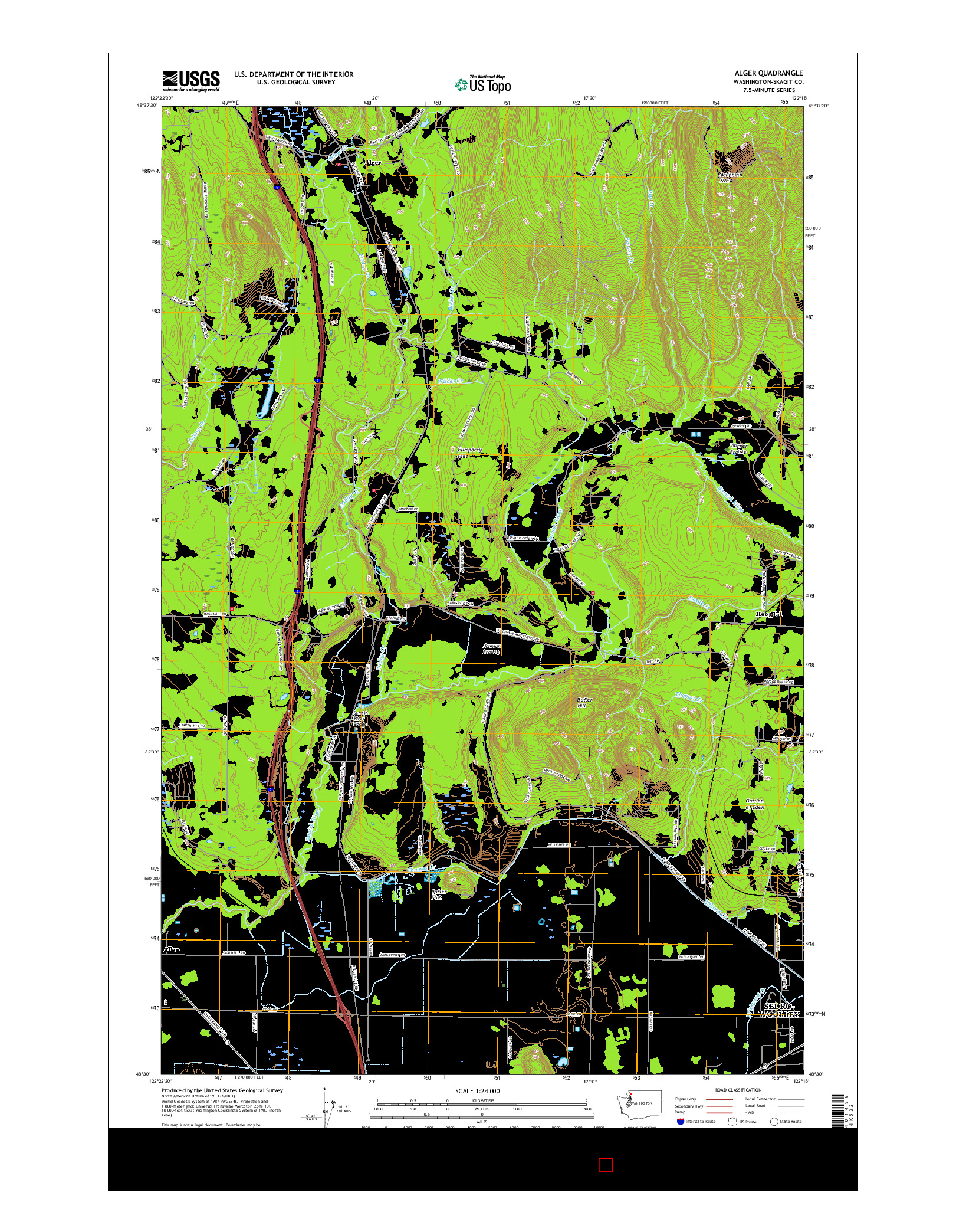 USGS US TOPO 7.5-MINUTE MAP FOR ALGER, WA 2017