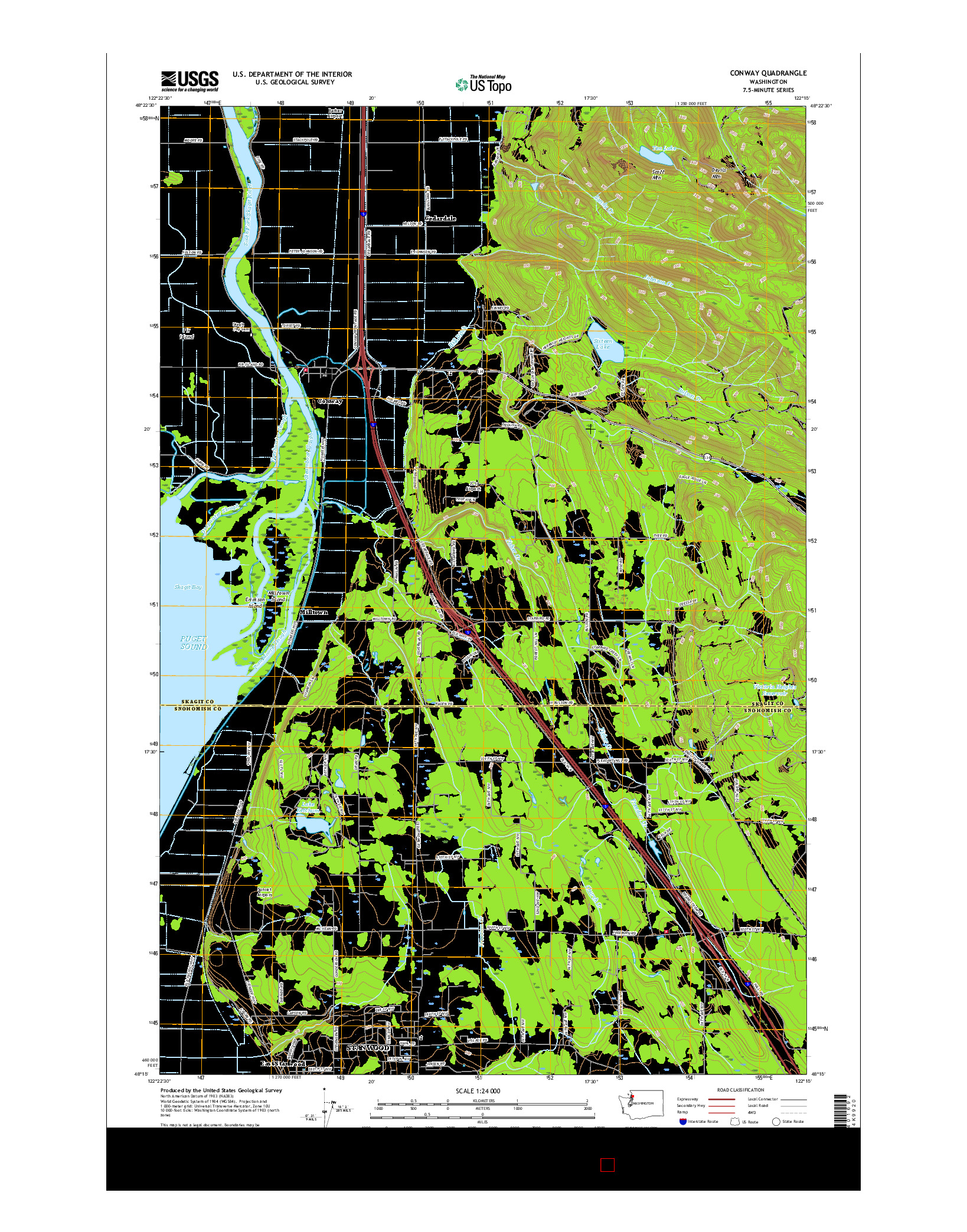USGS US TOPO 7.5-MINUTE MAP FOR CONWAY, WA 2017