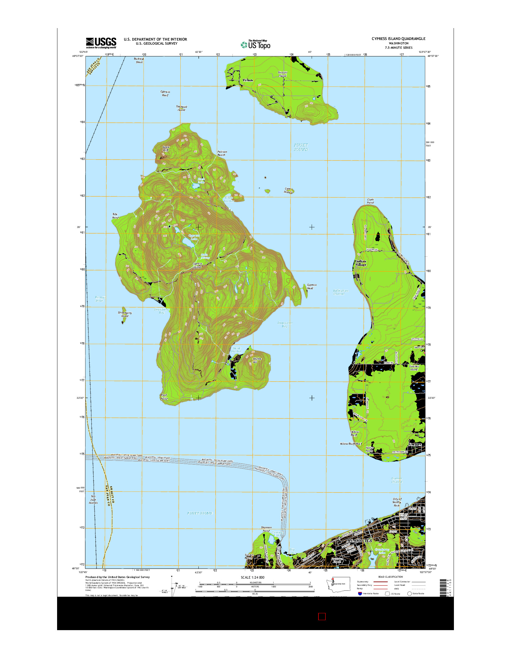USGS US TOPO 7.5-MINUTE MAP FOR CYPRESS ISLAND, WA 2017