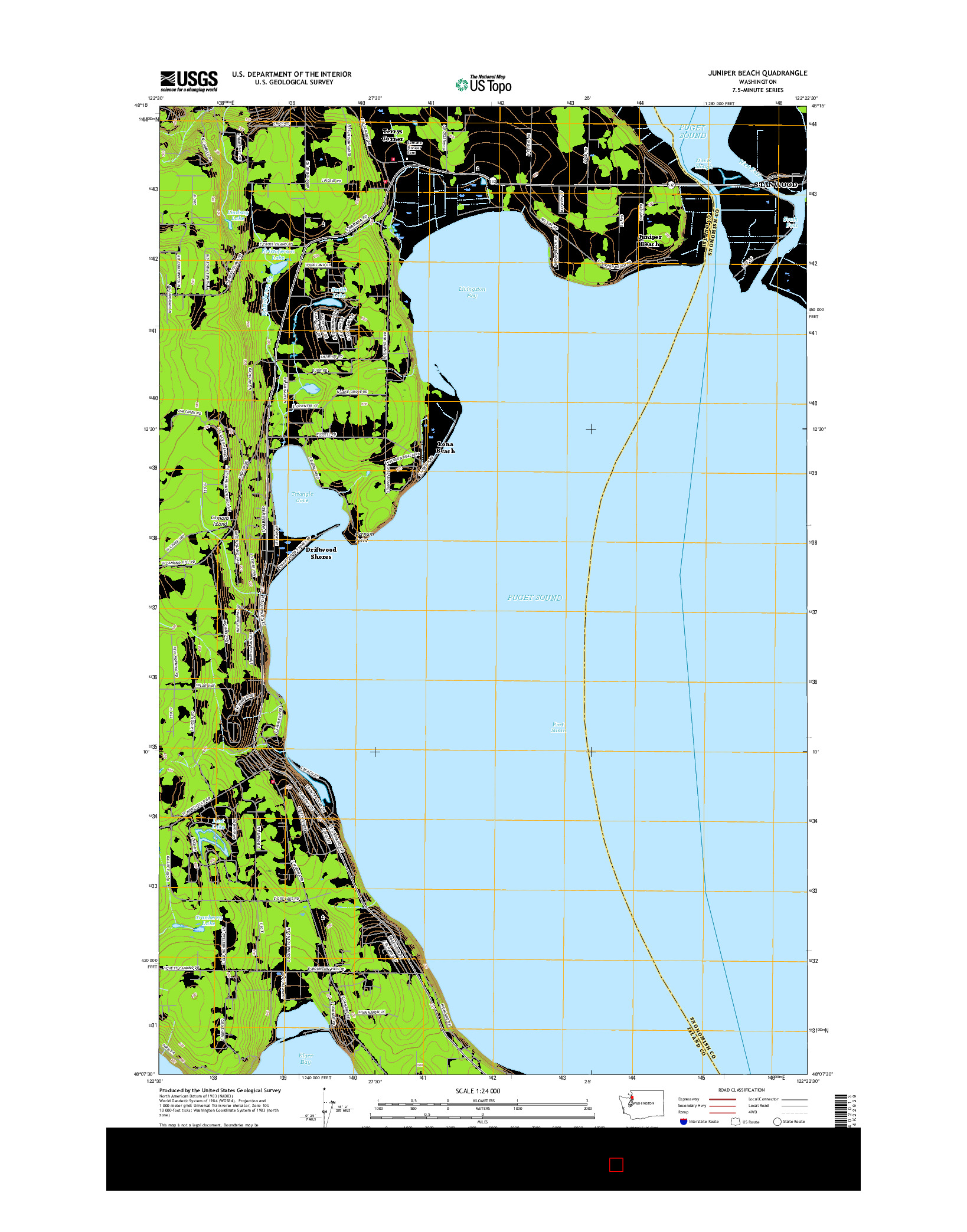 USGS US TOPO 7.5-MINUTE MAP FOR JUNIPER BEACH, WA 2017