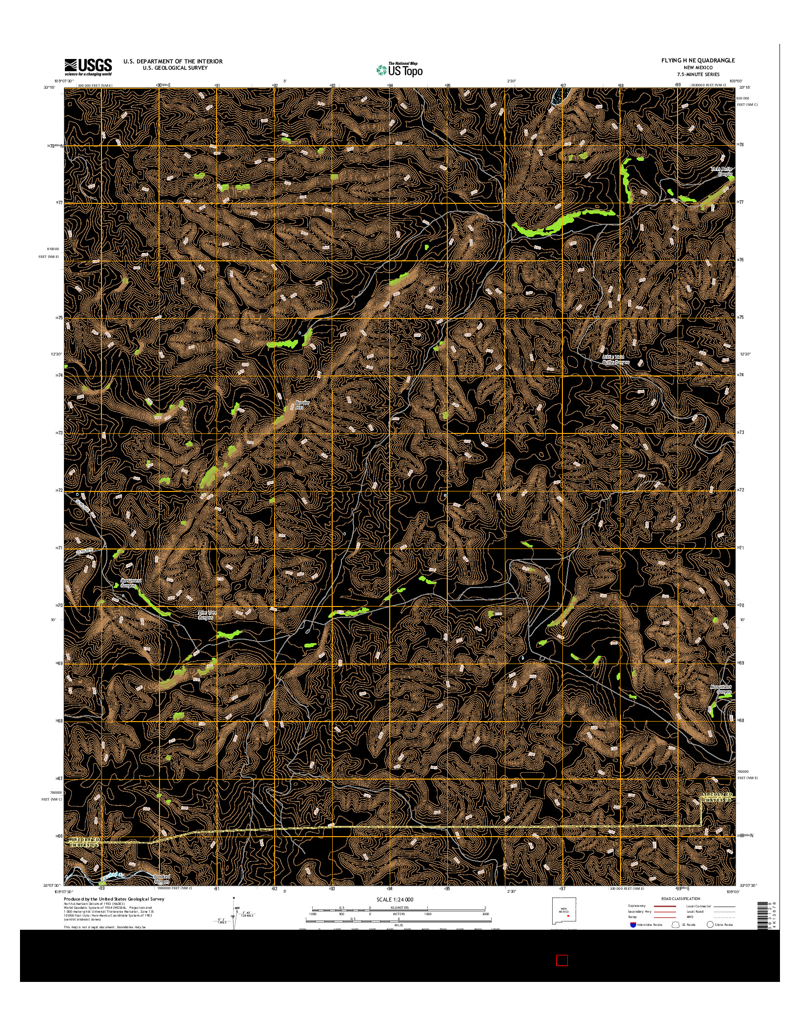 USGS US TOPO 7.5-MINUTE MAP FOR FLYING H NE, NM 2017