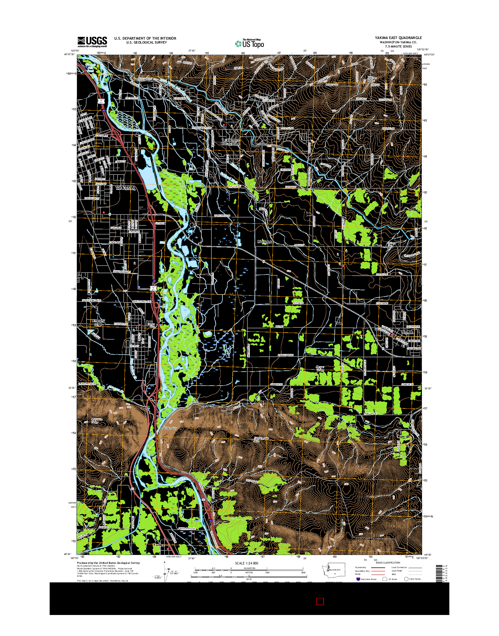 USGS US TOPO 7.5-MINUTE MAP FOR YAKIMA EAST, WA 2017