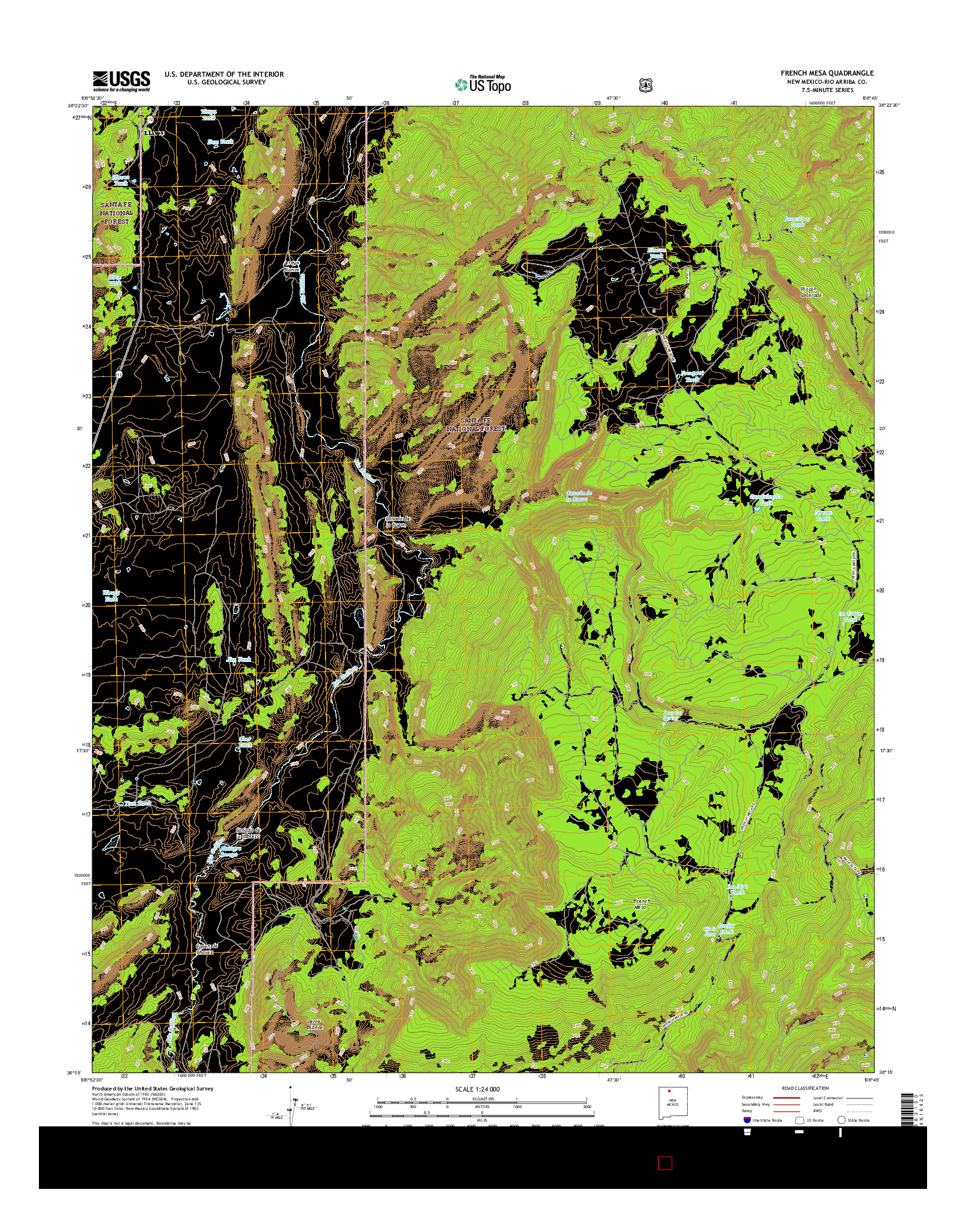 USGS US TOPO 7.5-MINUTE MAP FOR FRENCH MESA, NM 2017