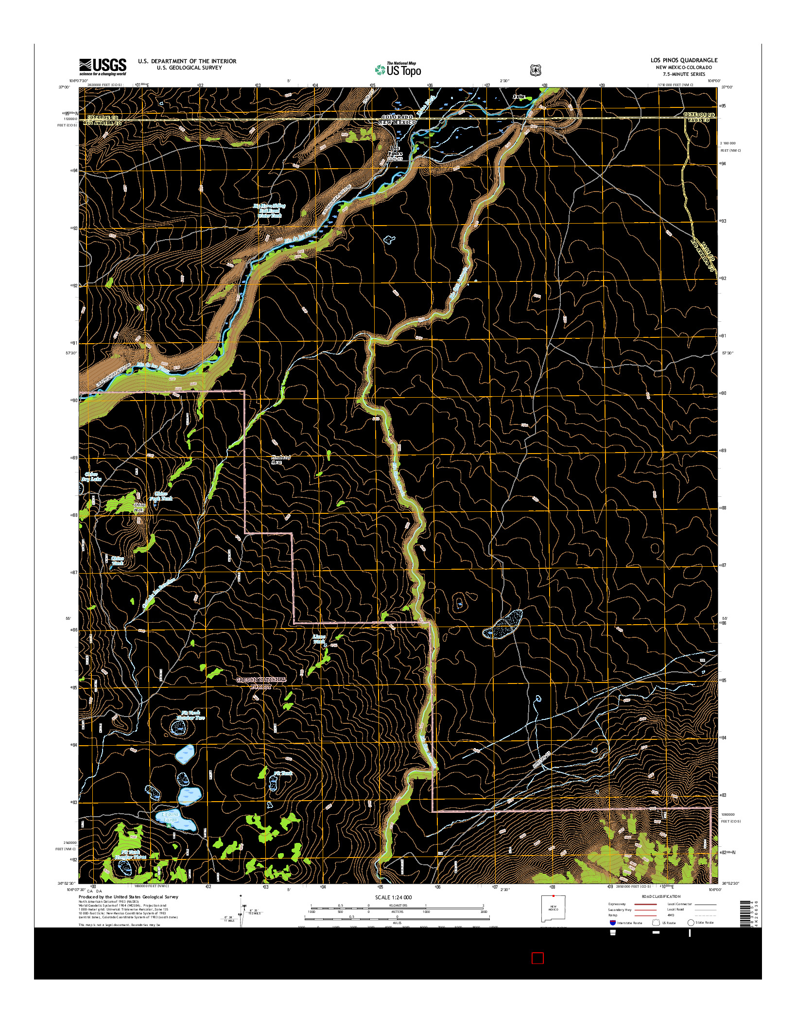 USGS US TOPO 7.5-MINUTE MAP FOR LOS PINOS, NM-CO 2017