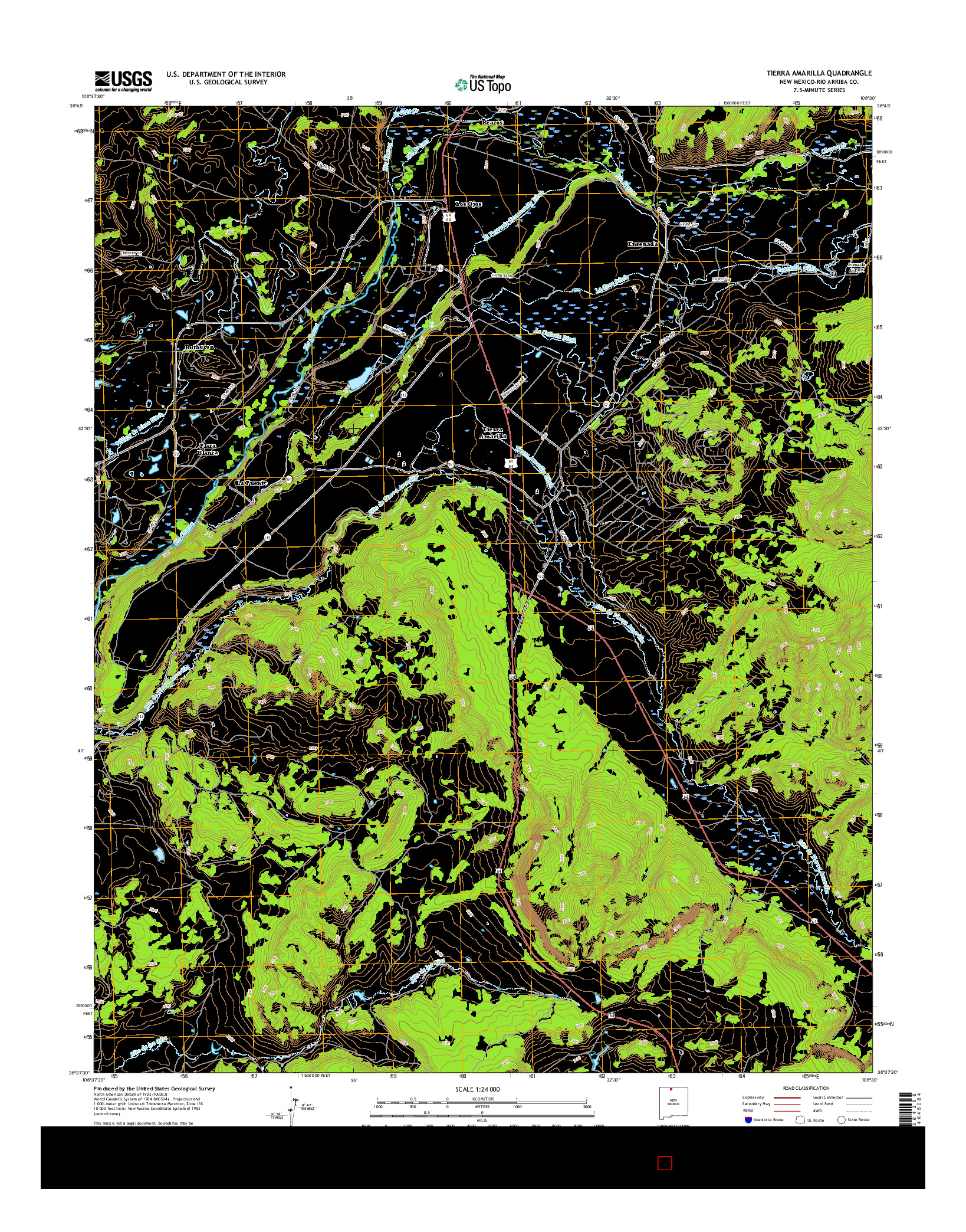 USGS US TOPO 7.5-MINUTE MAP FOR TIERRA AMARILLA, NM 2017