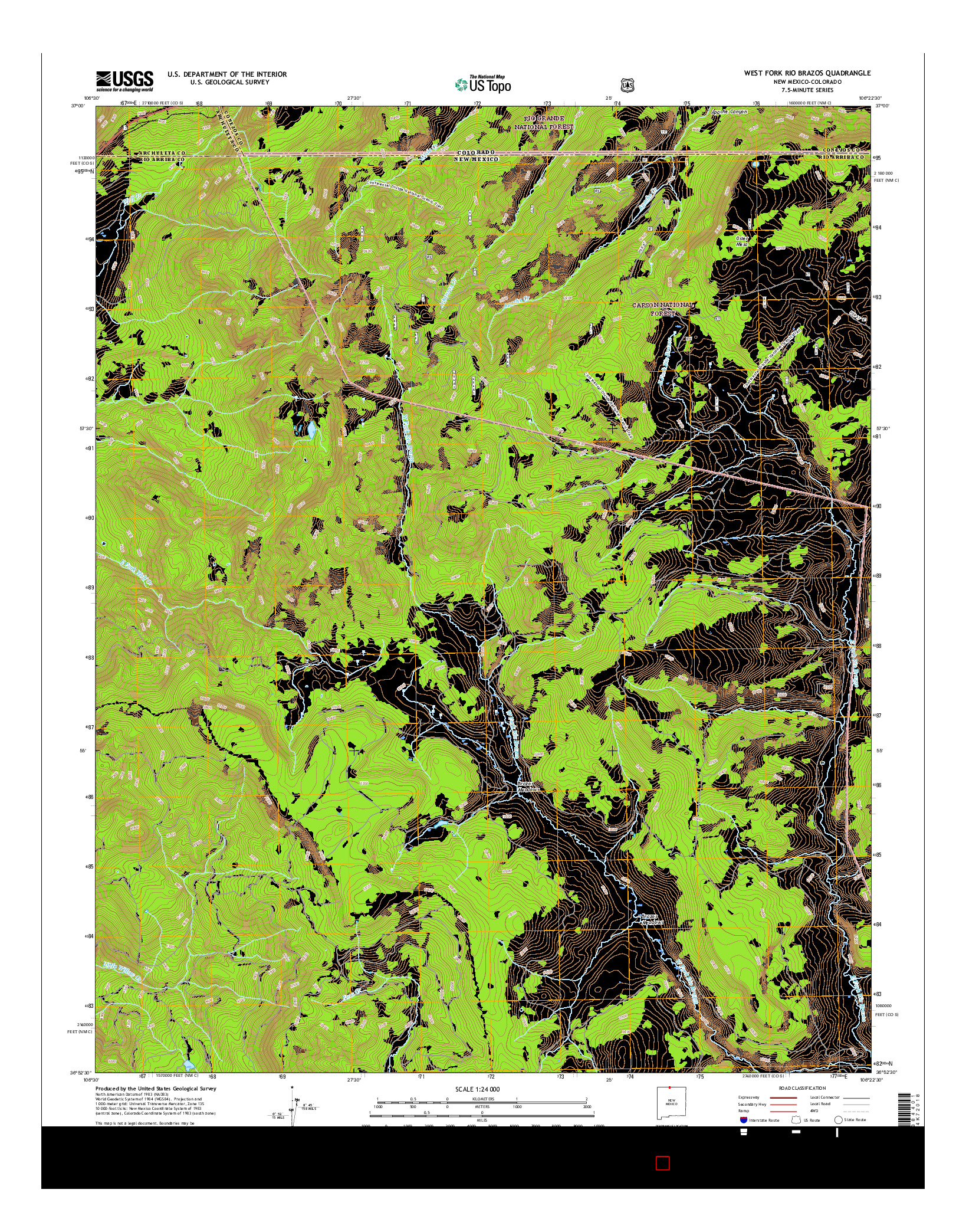 USGS US TOPO 7.5-MINUTE MAP FOR WEST FORK RIO BRAZOS, NM-CO 2017