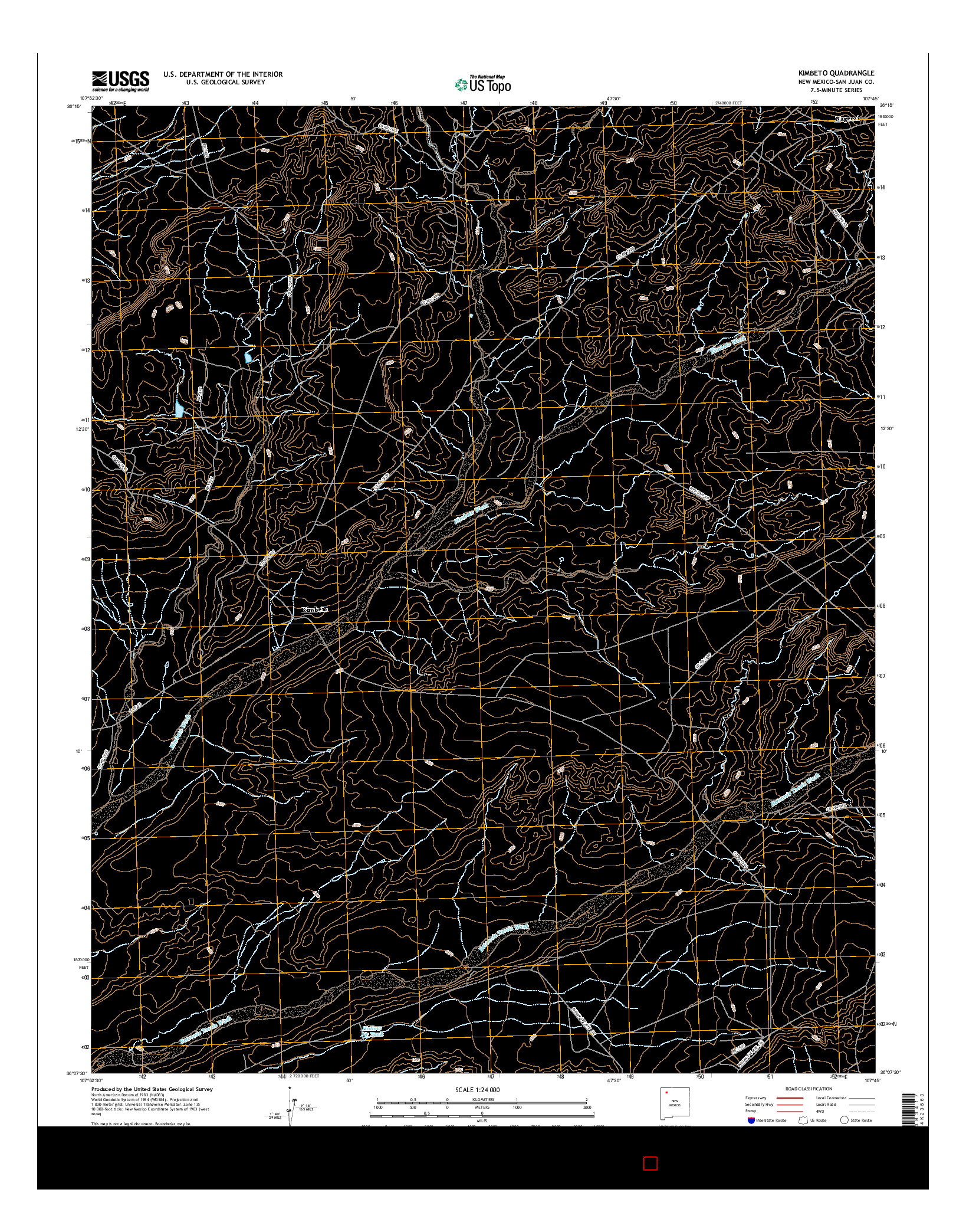 USGS US TOPO 7.5-MINUTE MAP FOR KIMBETO, NM 2017